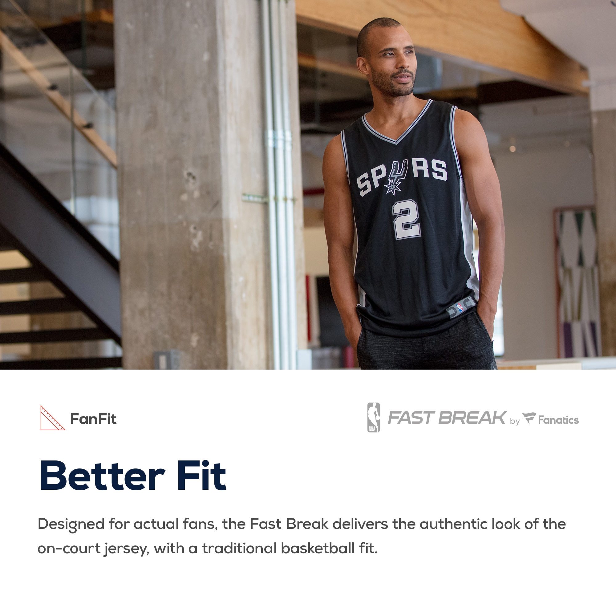 San Antonio Spurs Fanatics Branded Fast Break Custom Replica Jersey Black - Icon Edition - vstockx