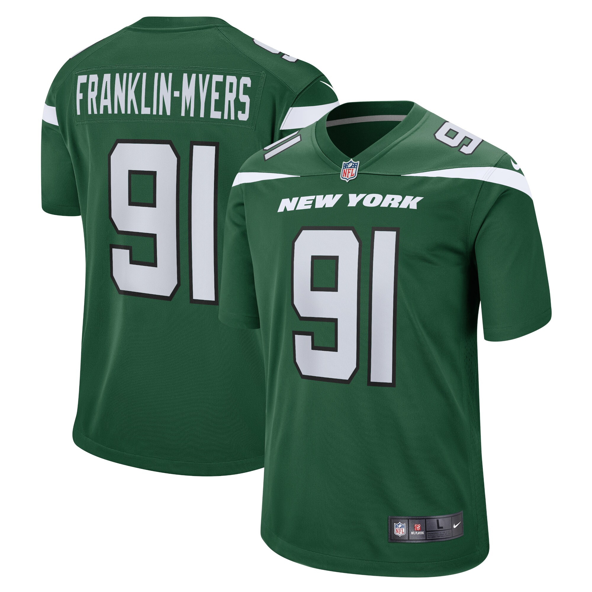 John Franklin-Myers New York Jets Nike Game Jersey - Gotham Green - vstockx