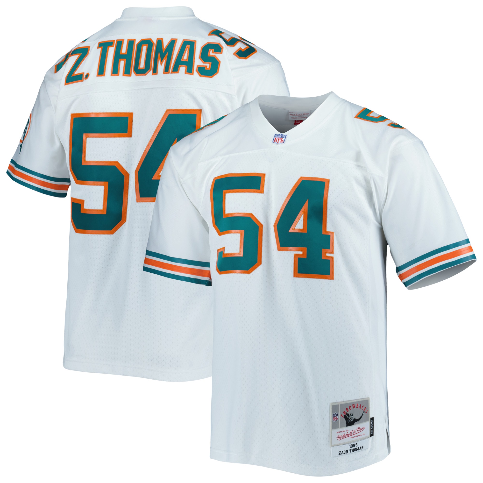 Zach Thomas Miami Dolphins Mitchell & Ness Legacy Replica Jersey - White - vstockx