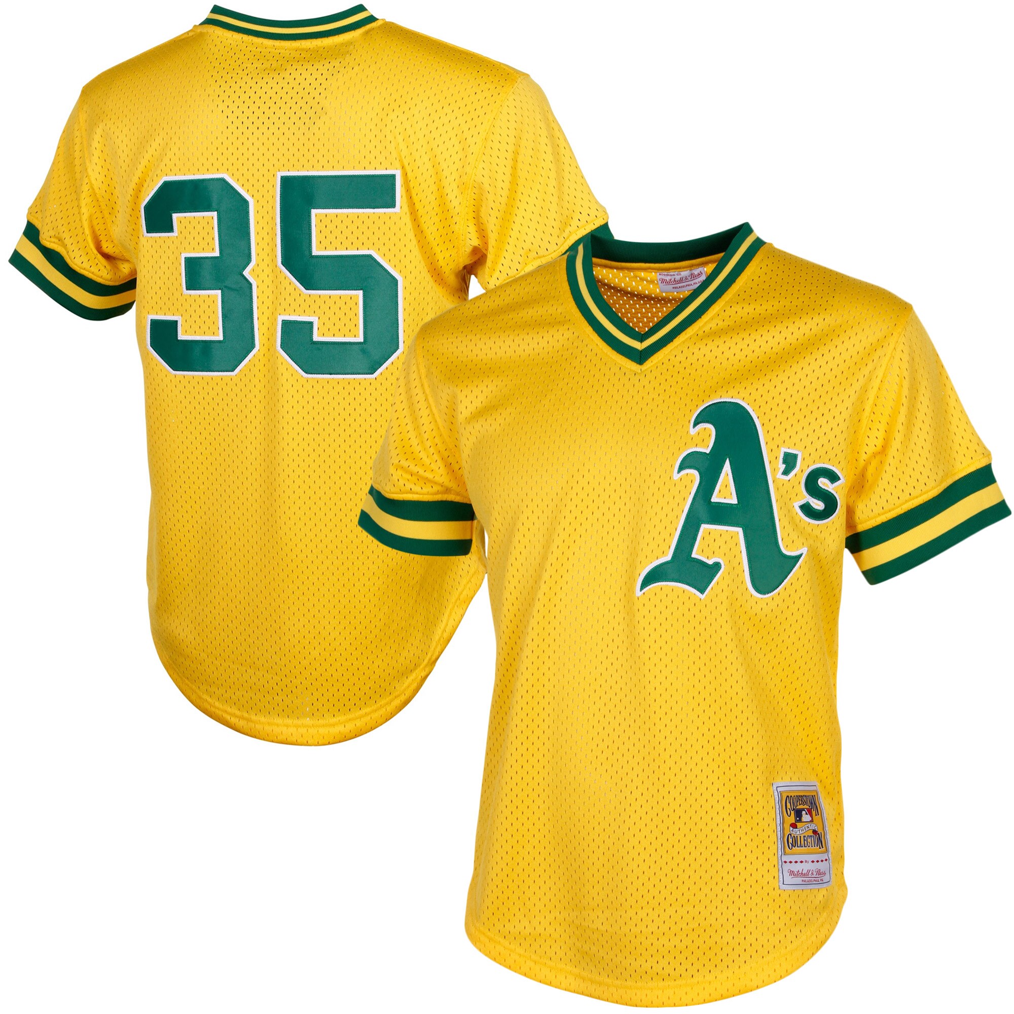 Rickey Henderson Oakland Athletics Mitchell & Ness Cooperstown Mesh Batting Practice Jersey - Yellow - vstockx