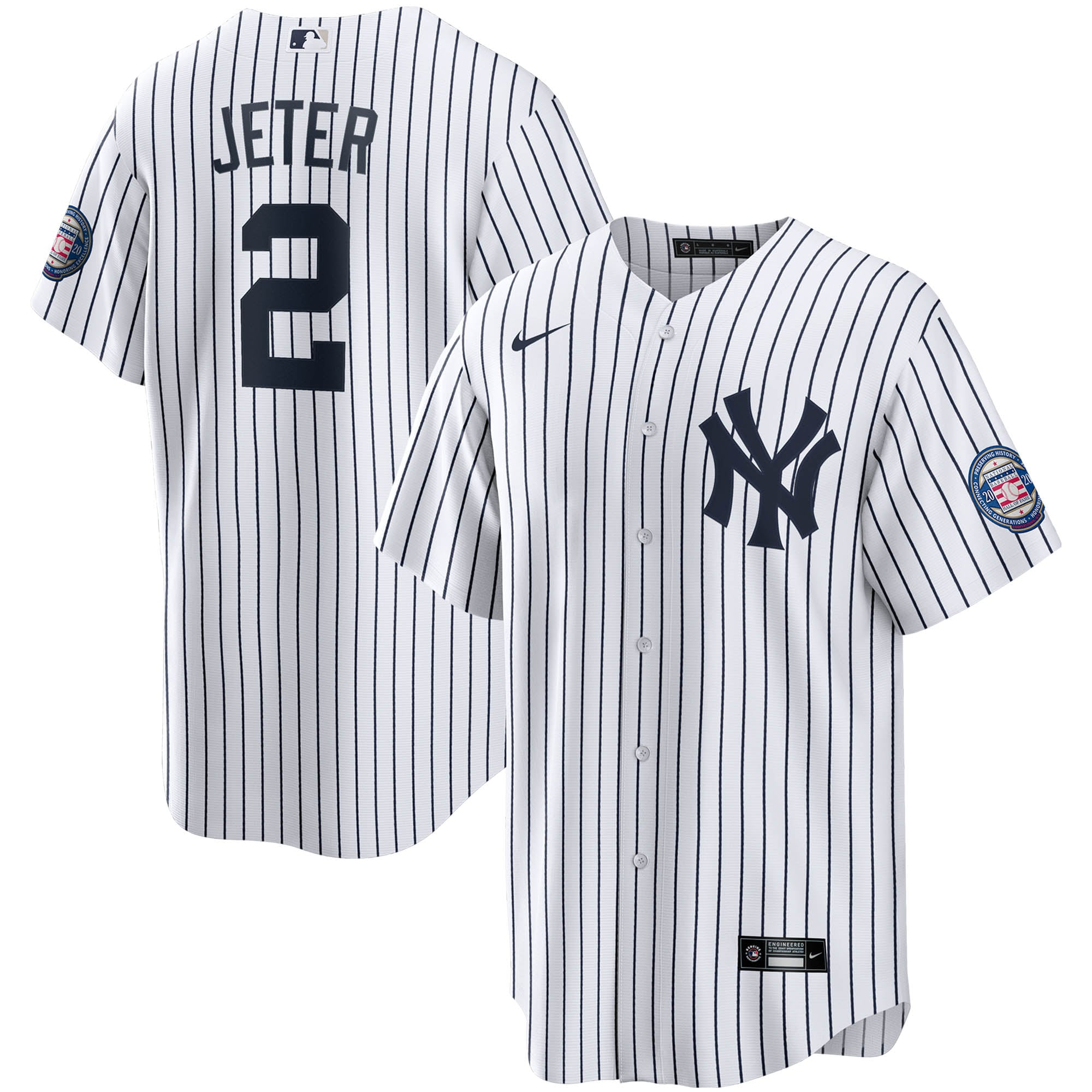 Derek Jeter New York Yankees Nike 2020 Hall of Fame Induction Home Replica Player Name Jersey - White/Navy - vstockx