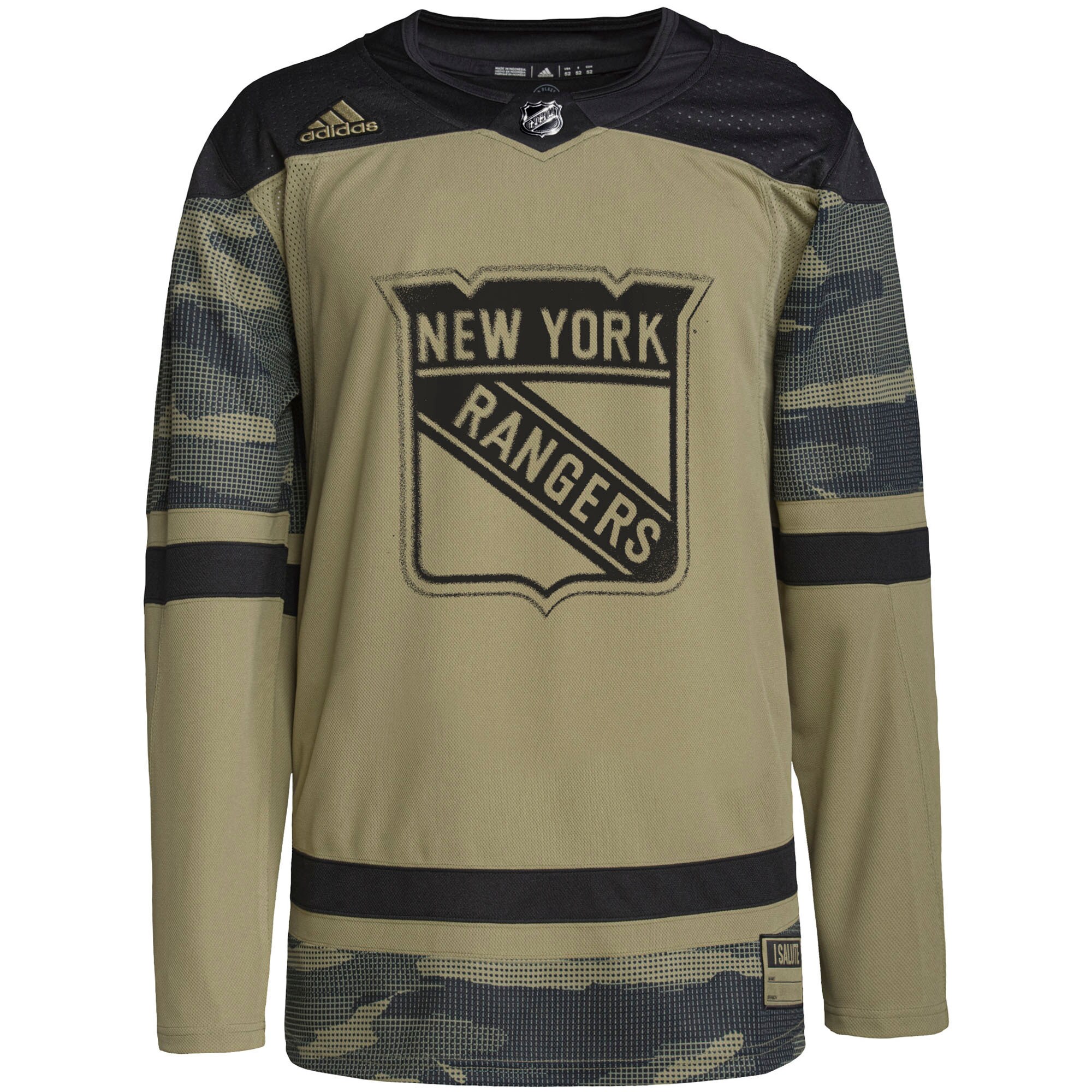 New York Rangers adidas Military Appreciation Team Authentic Custom Practice Jersey - Camo - vstockx