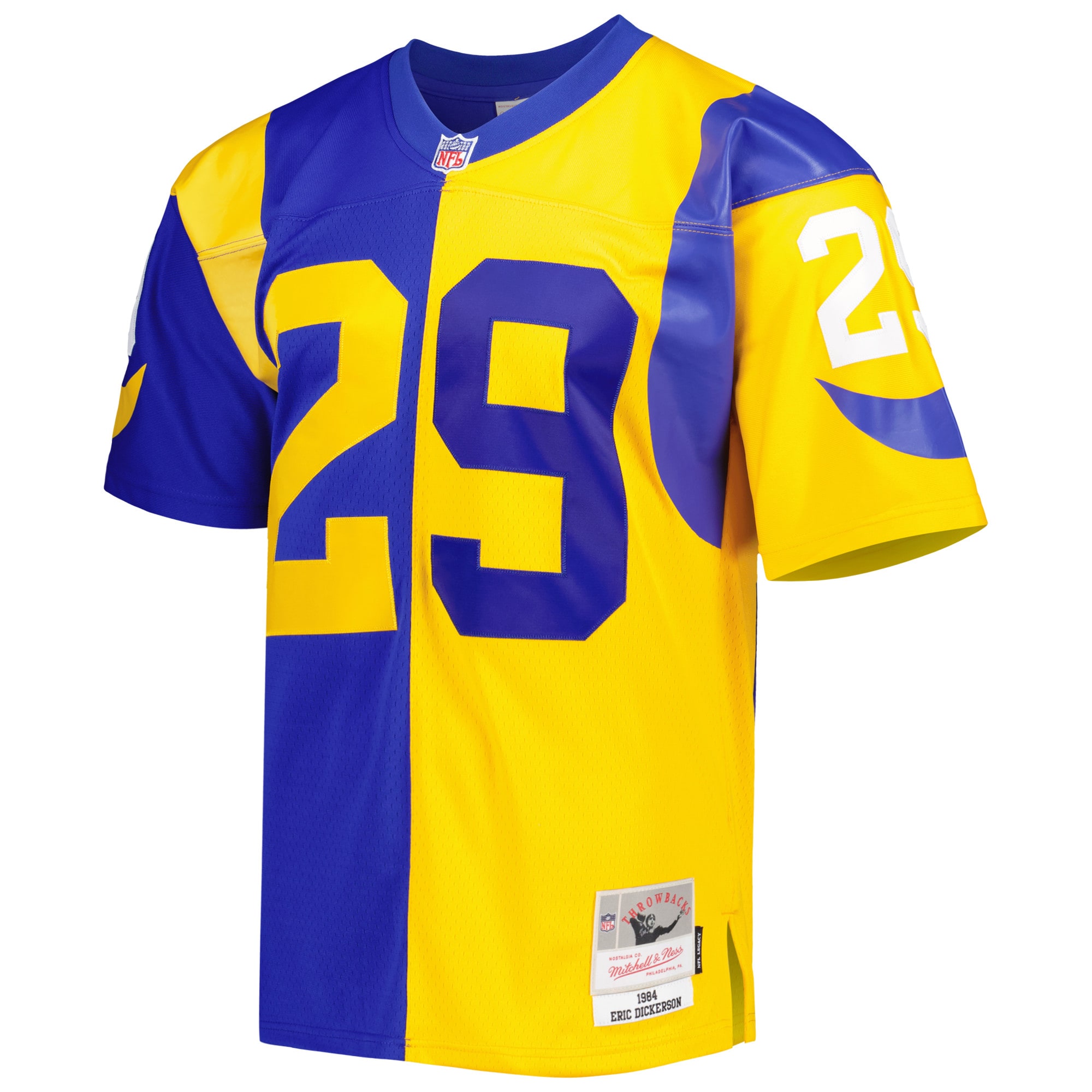 Eric Dickerson Los Angeles Rams Mitchell & Ness 1984 Split Legacy Replica Jersey - Royal/Gold - vstockx