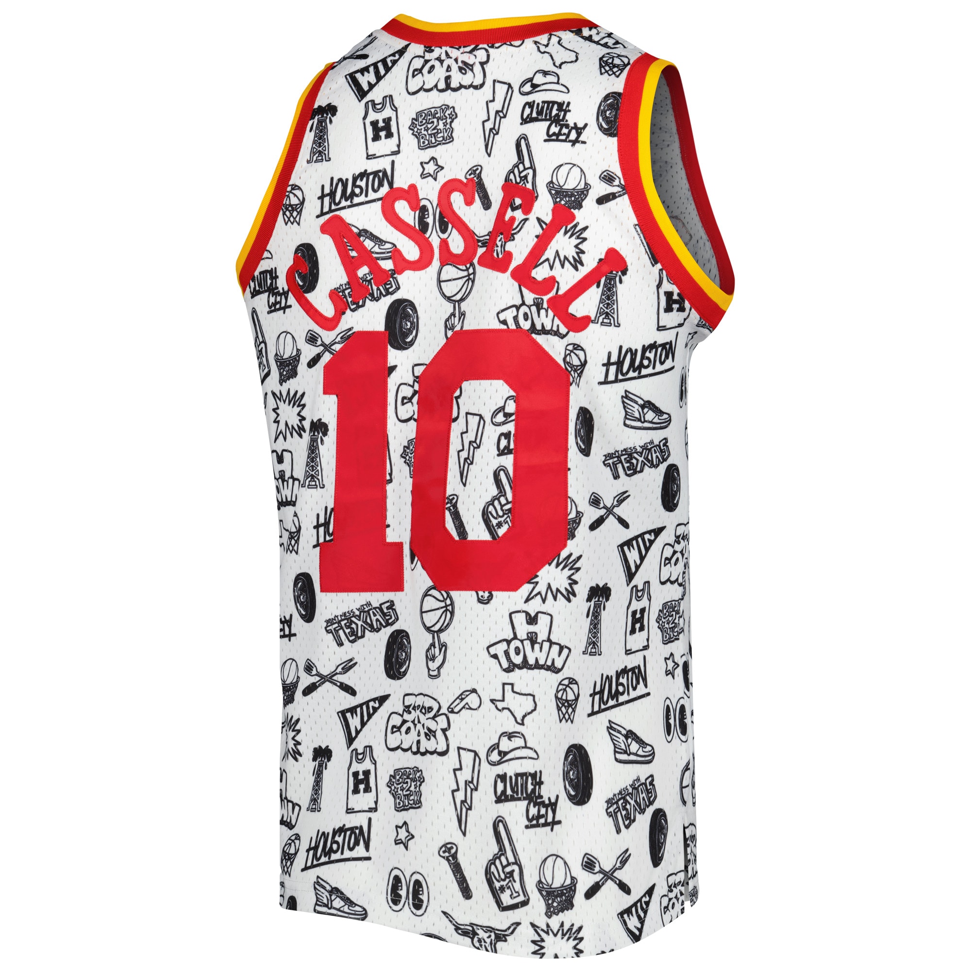 Sam Cassell Houston Rockets Mitchell & Ness 1993-94 Hardwood Classics Doodle Swingman Jersey - White - vstockx