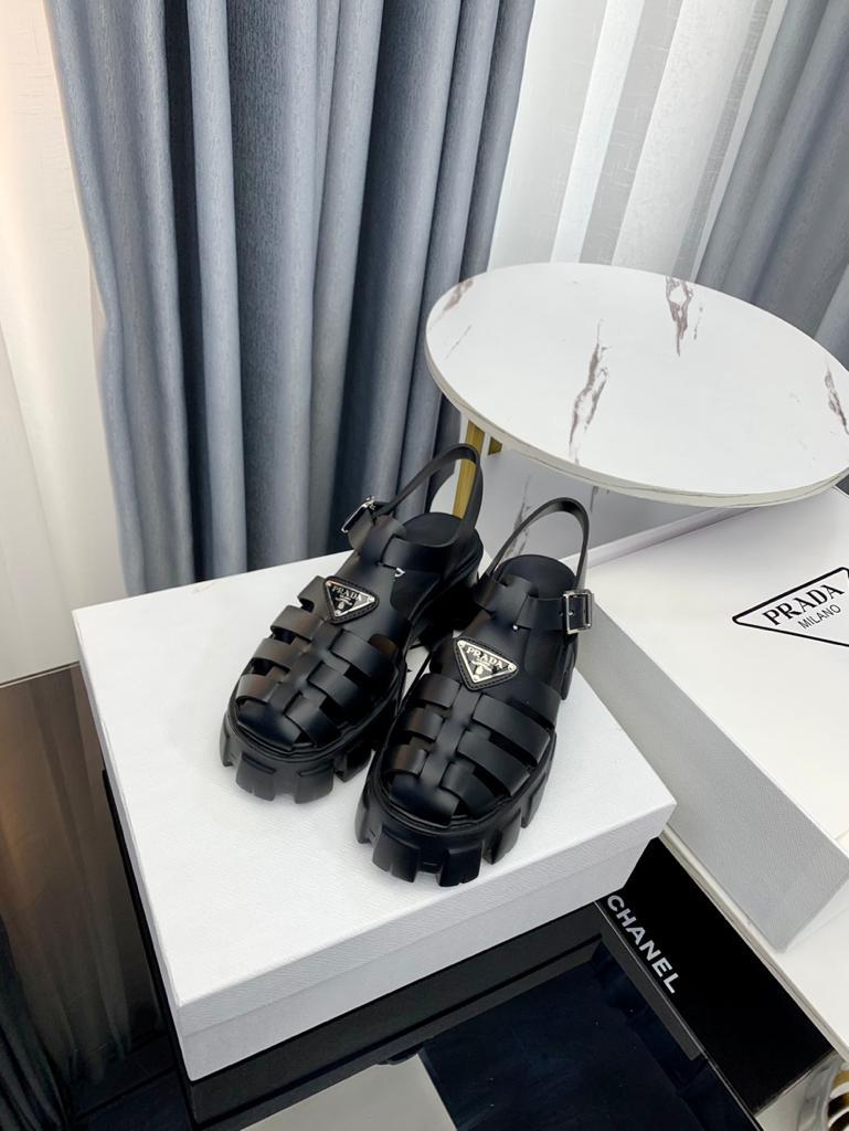 Prada Monolith Foam Rubber 55mm Sandals Black - vstockx