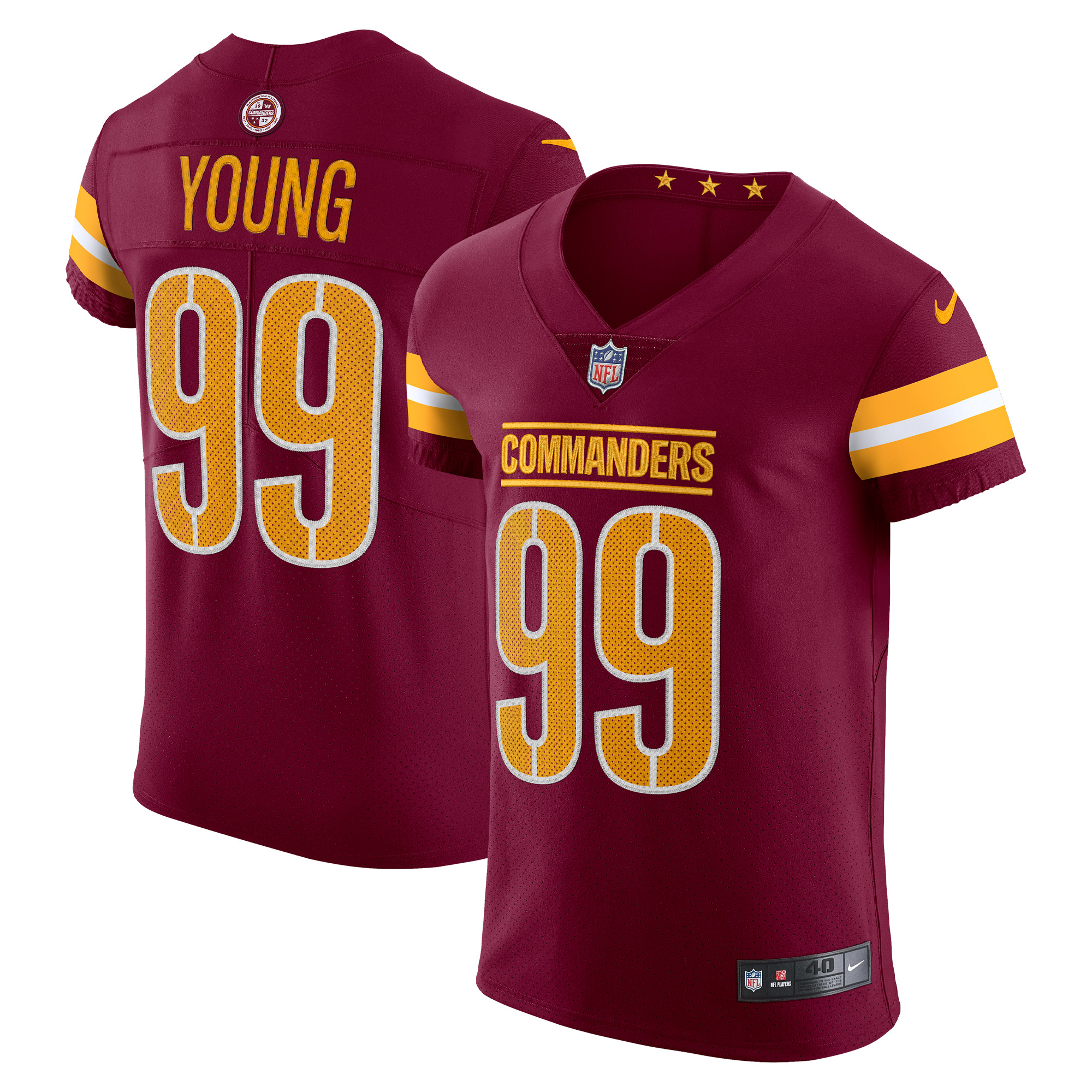 Chase Young Washington Commanders Nike Vapor Elite Jersey - Burgundy - vstockx