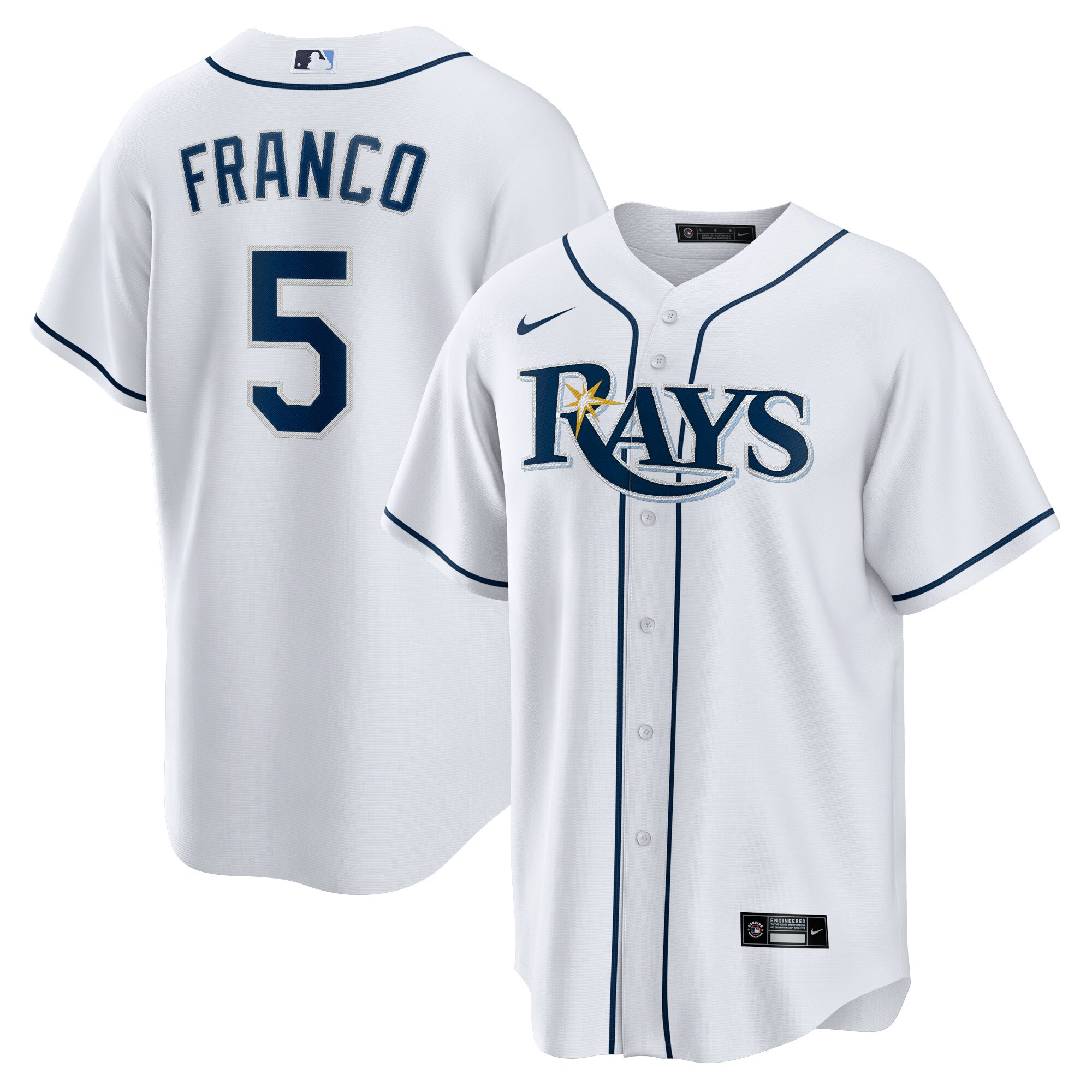 Wander Franco Tampa Bay Rays Nike Replica Player Jersey - White - vstockx