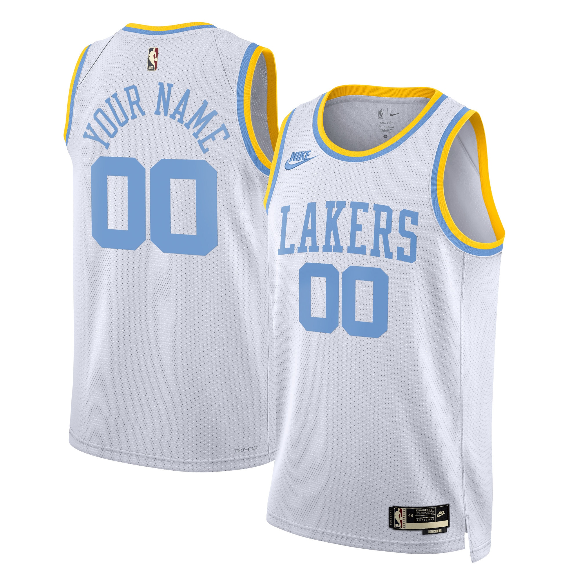 Los Angeles Lakers Nike Unisex 2022/23 Custom Swingman Jersey - Classic Edition - White - vstockx