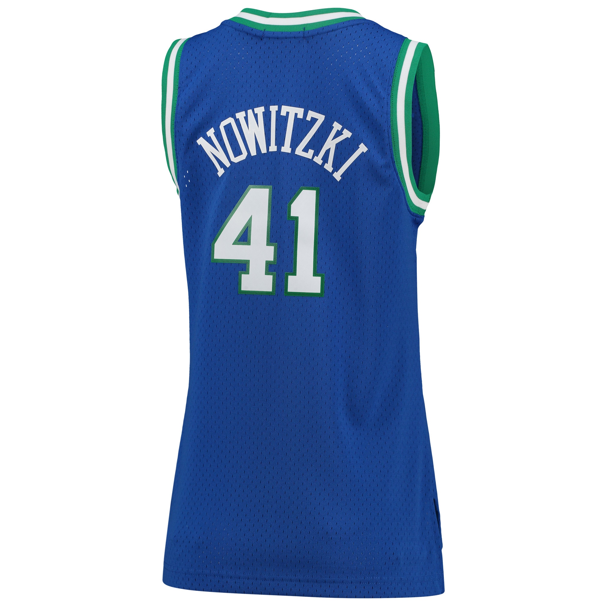 Dirk Nowitzki Dallas Mavericks Mitchell & Ness Women's Hardwood Classics Swingman Jersey - Blue - vstockx