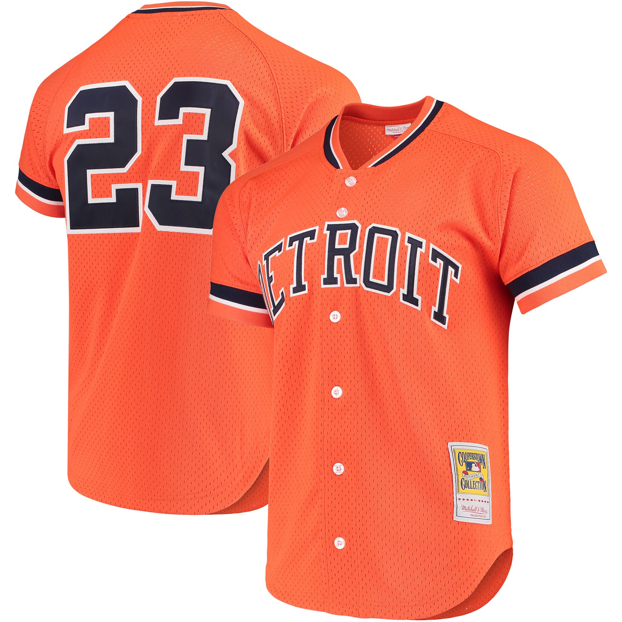 Kirk Gibson Detroit Tigers Mitchell & Ness Cooperstown Collection Mesh Batting Practice Button-Up Jersey - Orange - vstockx