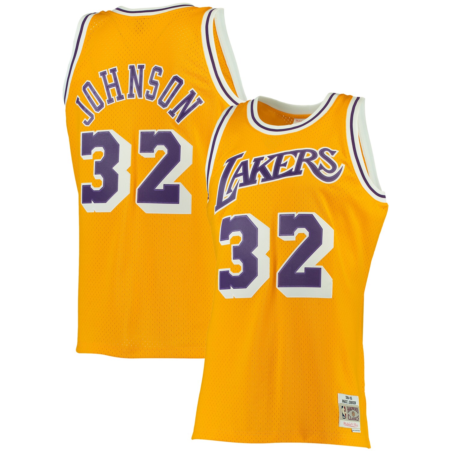 Magic Johnson Los Angeles Lakers Mitchell & Ness Big & Tall Hardwood Classics Jersey - Gold - vstockx