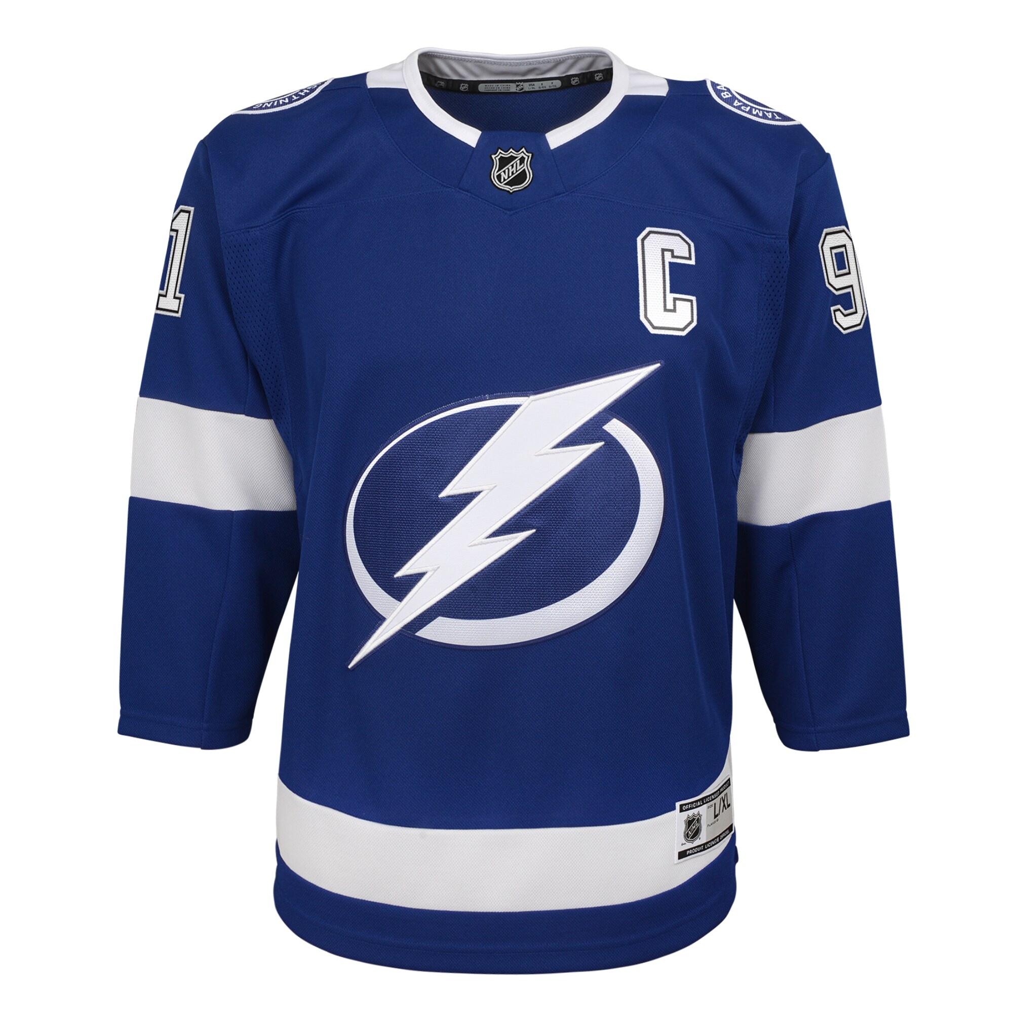 Steven Stamkos Tampa Bay Lightning Youth Home Captain Premier Player Jersey - Blue - vstockx