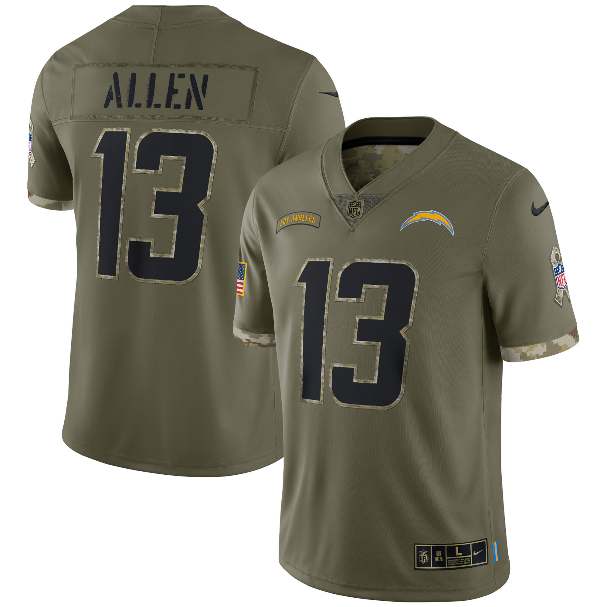 Keenan Allen Los Angeles Chargers Nike 2022 Salute To Service Limited Jersey - Olive - vstockx