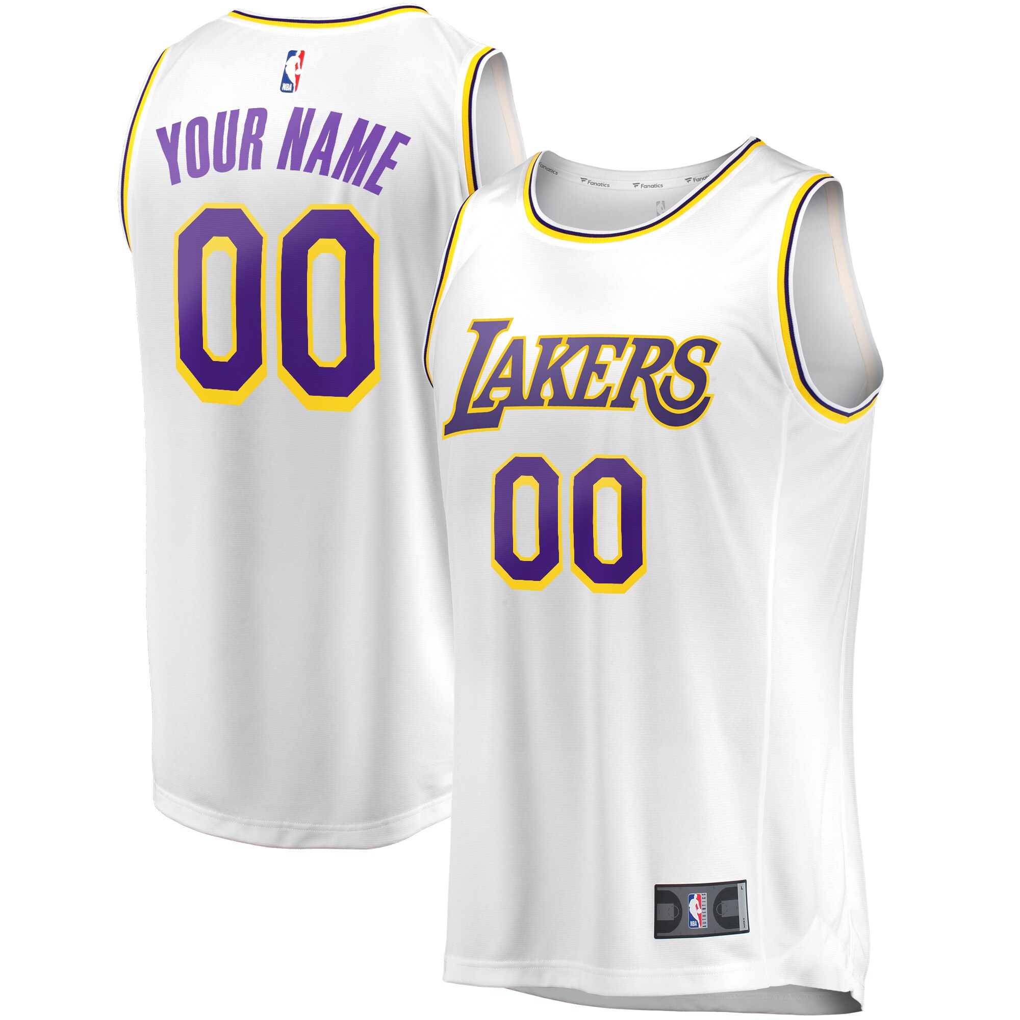 Los Angeles Lakers Fanatics Branded Youth Fast Break Replica Custom Jersey - Association Edition - White - vstockx