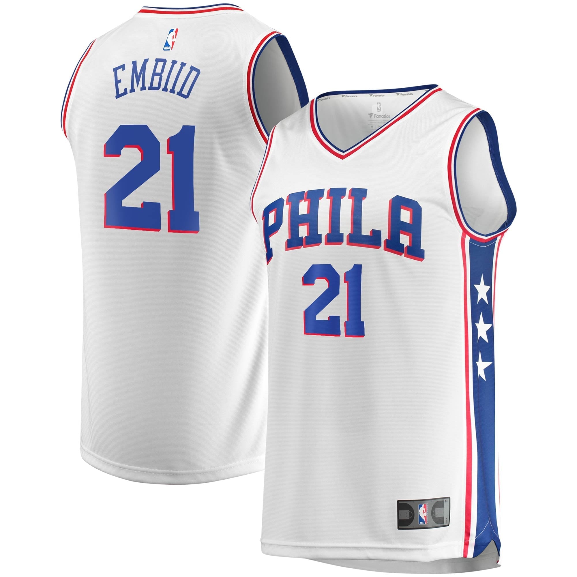 Youth Fanatics Branded Joel Embiid White Philadelphia 76ers 2019/20 Fast Break Replica Player Jersey - Association - vstockx