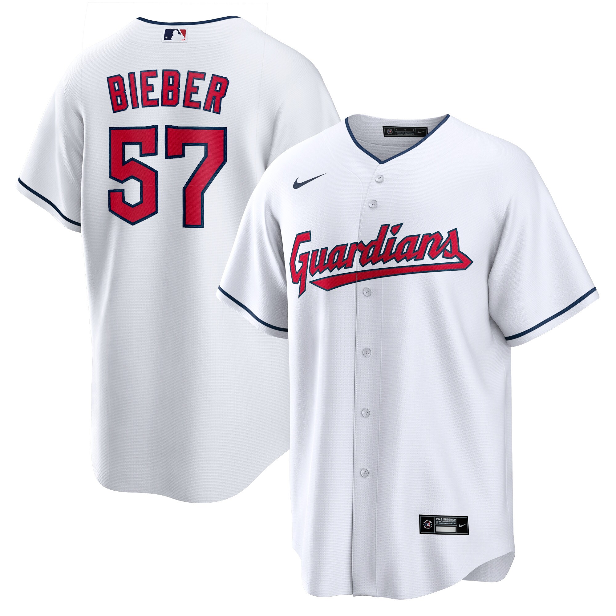 Shane Bieber Cleveland Guardians Nike Replica Player Jersey - White - vstockx