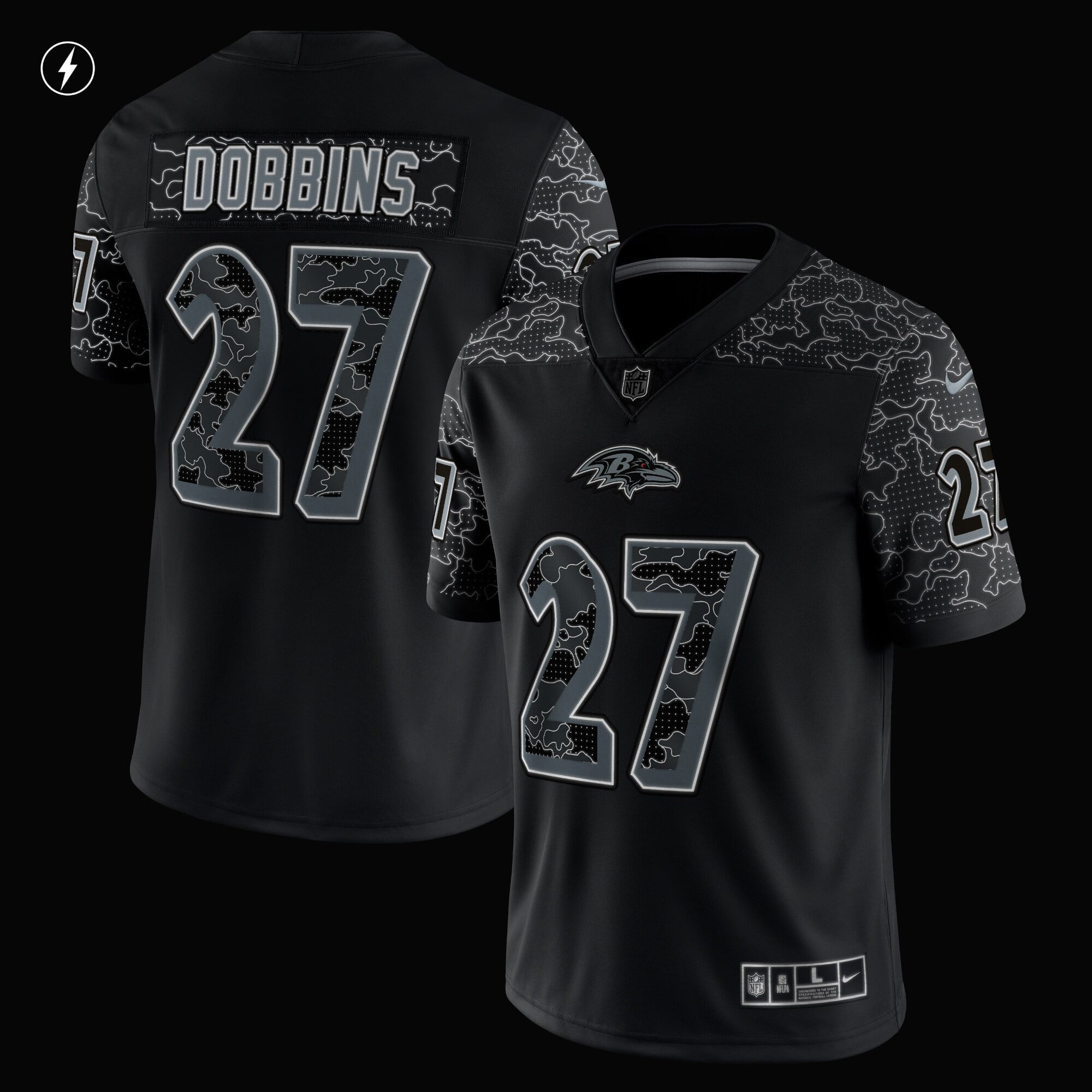 Men's Nike J.K. Dobbins Black Baltimore Ravens RFLCTV Limited Jersey - vstockx