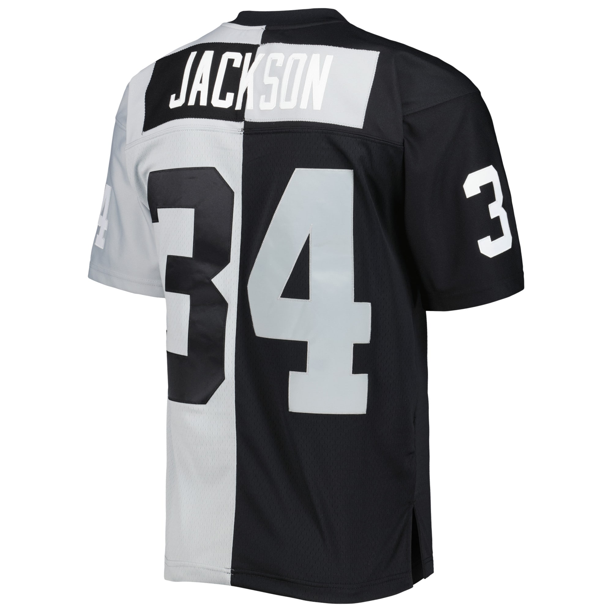 Bo Jackson Las Vegas Raiders Mitchell & Ness 1988 Split Legacy Replica Jersey - Black/Silver - vstockx