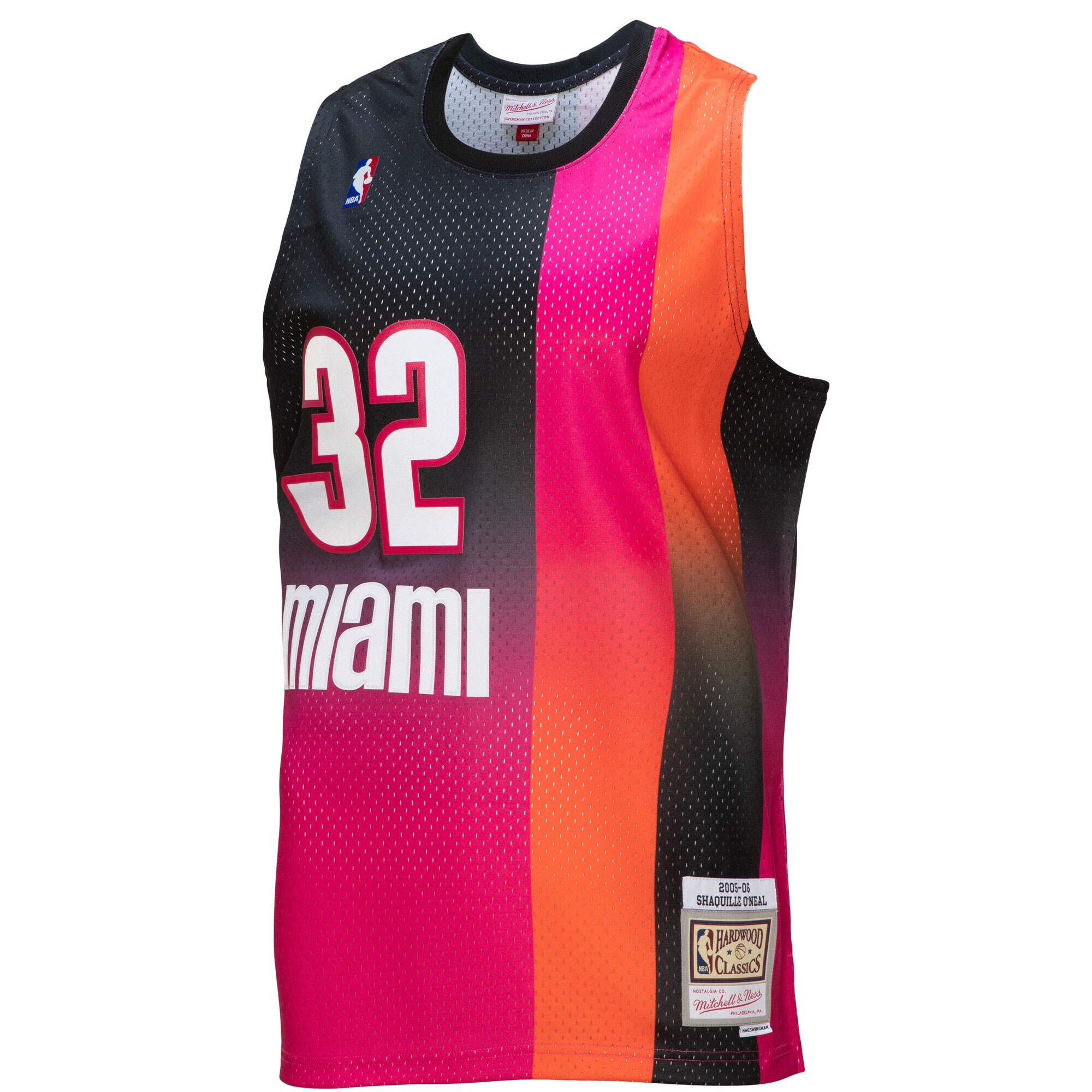 Shaquille O'Neal Miami Heat Mitchell & Ness 2005/06 Hardwood Classics Fadeaway Swingman Player Jersey - Pink/Black - vstockx