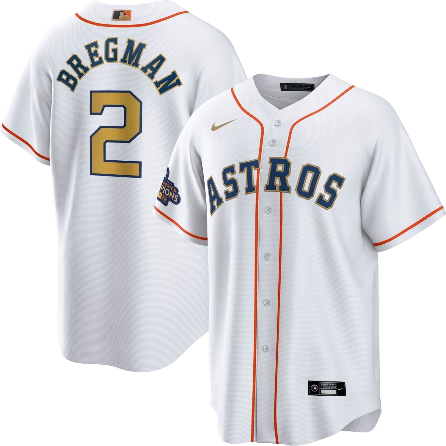 Nike Men's Houston Astros Bregman Gold Replica Jersey - vstockx