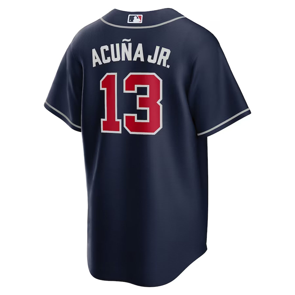 Youth Atlanta Braves Ronald Acuna Cool Base Replica Jersey Navy - vstockx