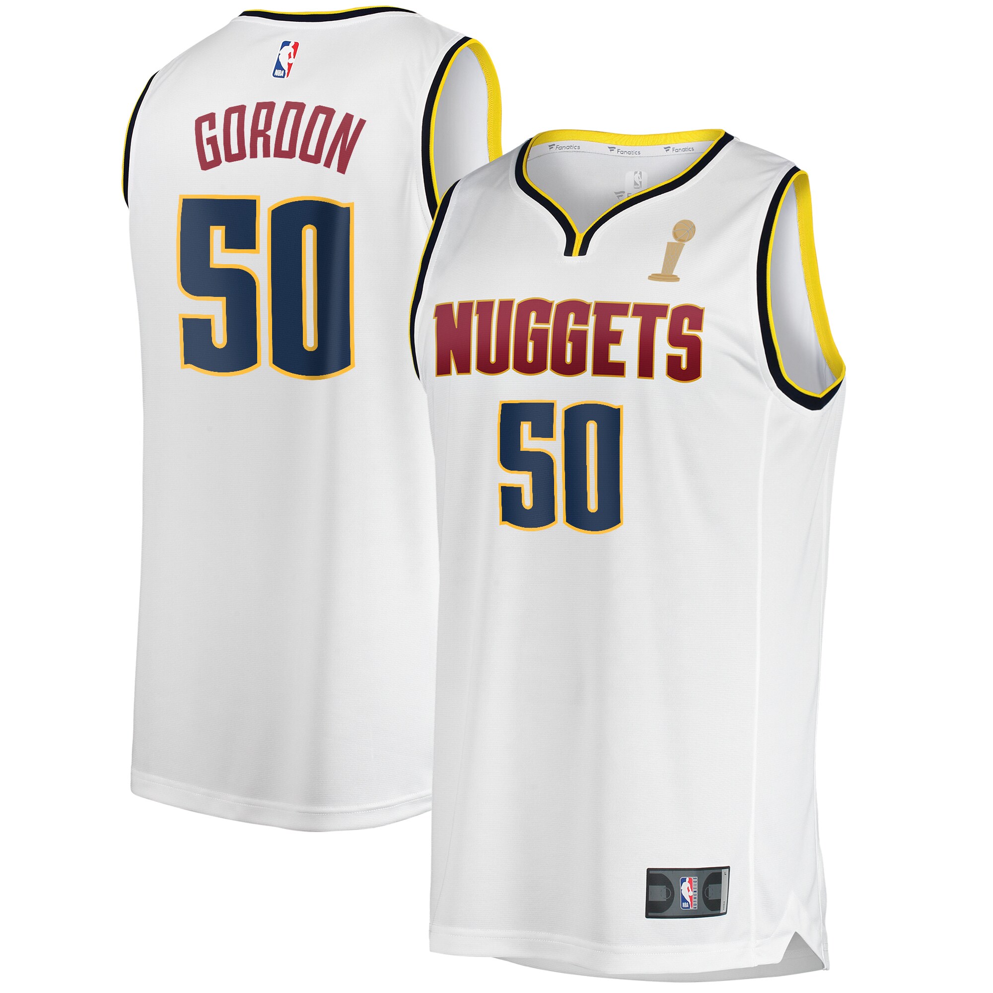 Aaron Gordon Denver Nuggets Fanatics Branded Youth White 2023 NBA Finals Champions Fast Break Player Jersey - Association Edition - vstockx