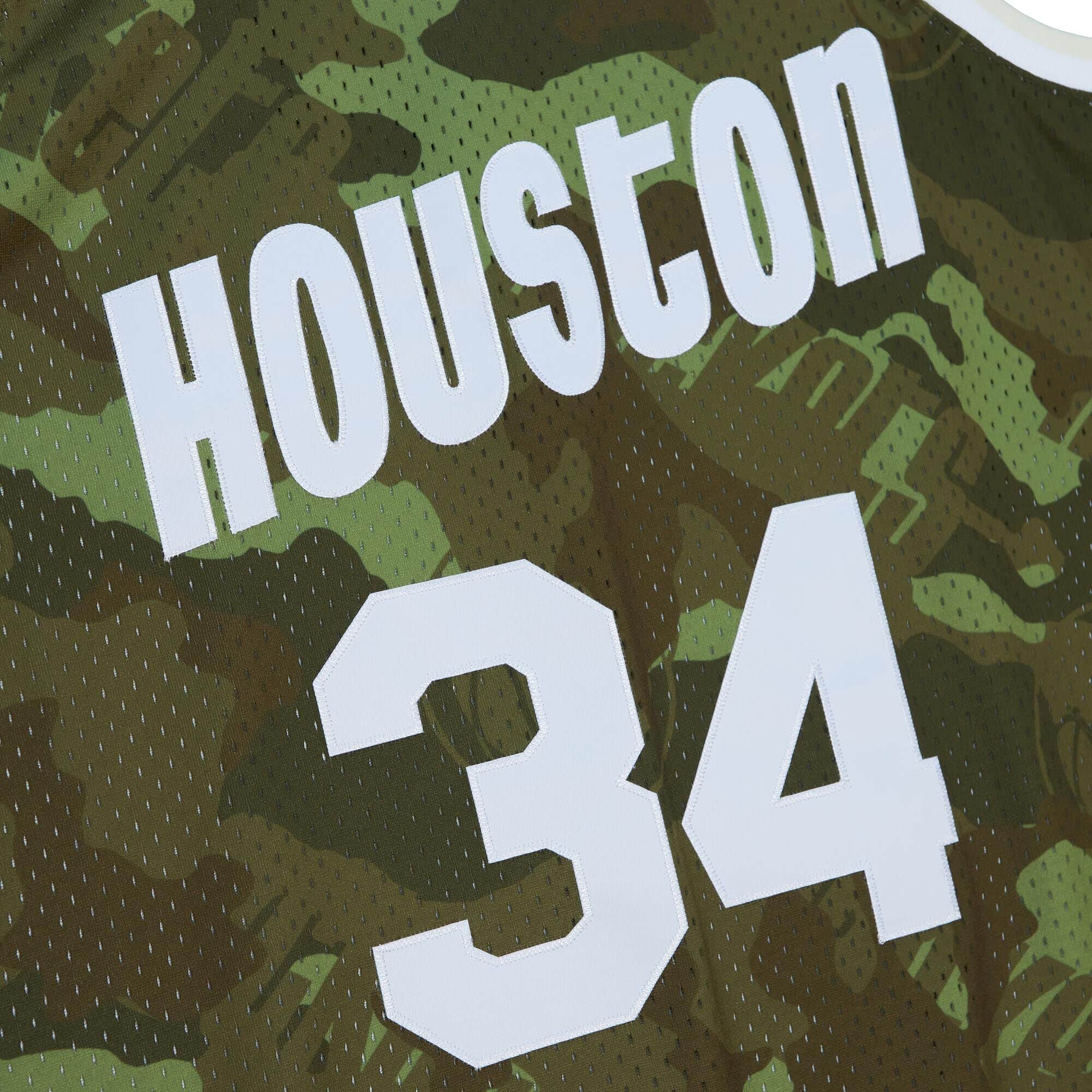Ghost Green Camo Swingman Hakeem Olajuwon Houston Rockets 1993-94 Jersey - vstockx