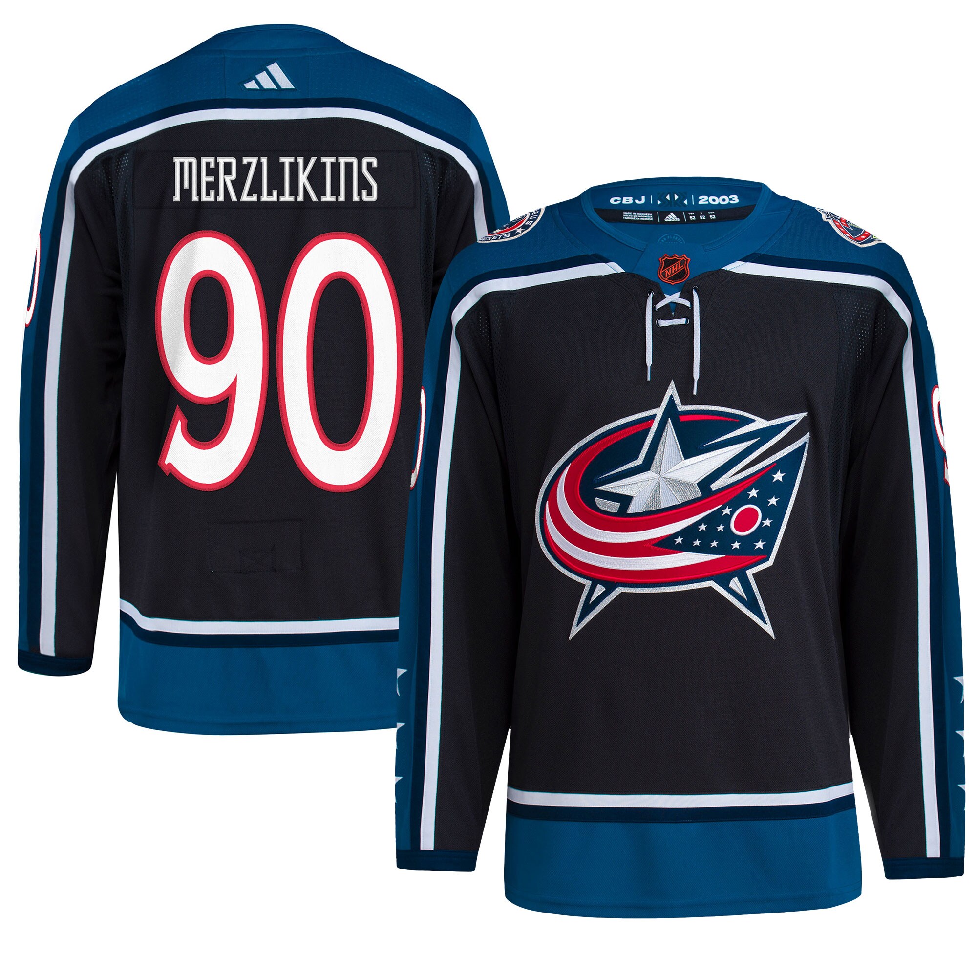 Elvis Merzlikins Columbus Blue Jackets adidas Reverse Retro 2.0 Authentic Player Jersey - Black - vstockx