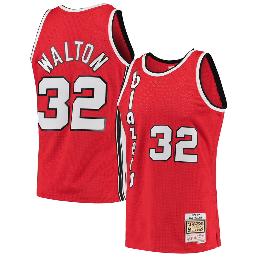 Men's Bill Walton Portland Trail Blazers 1976 Mitchell & Ness Red Hardwood Classics Swingman Jersey - vstockx