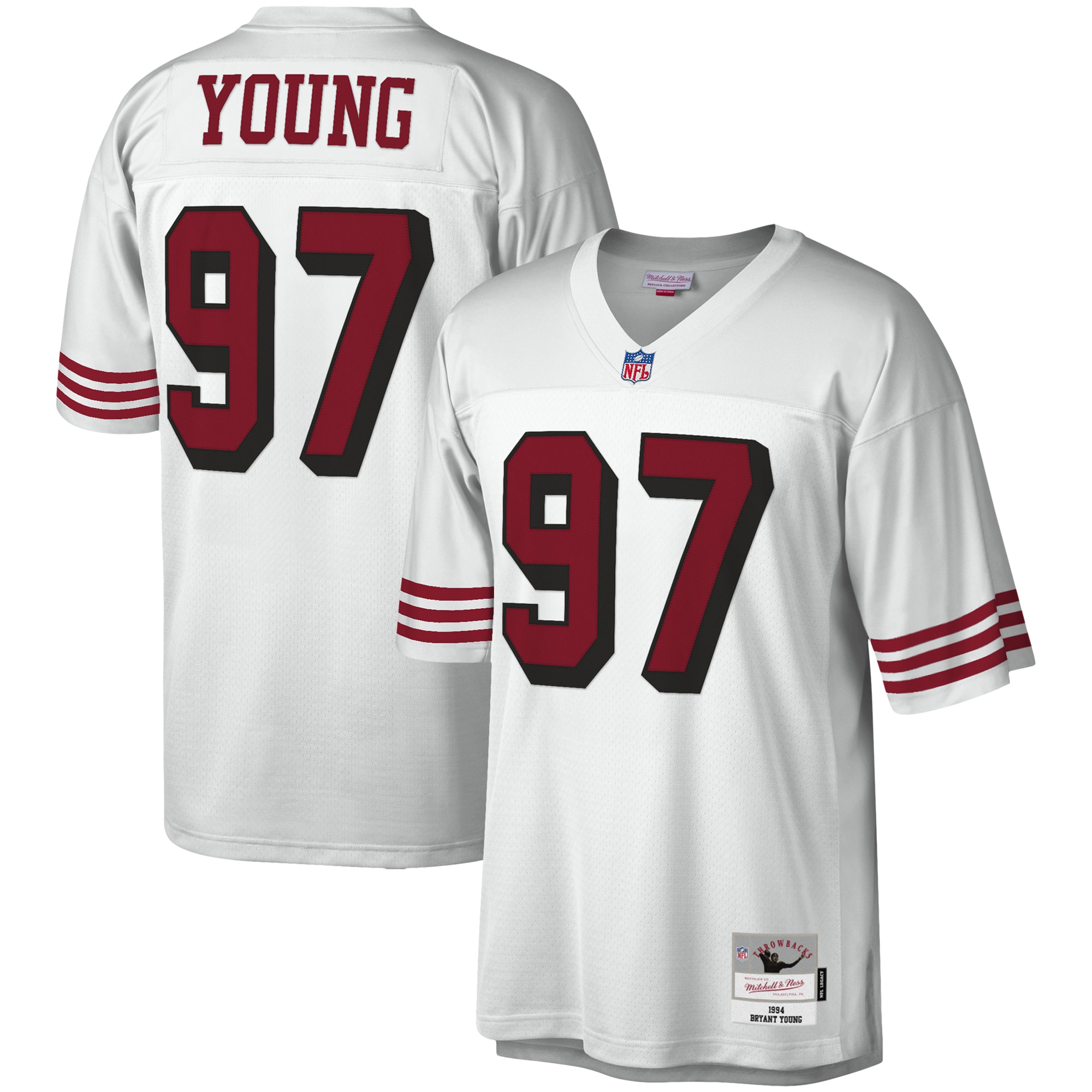 Bryant Young San Francisco 49ers Mitchell & Ness Legacy Replica Jersey - White - vstockx