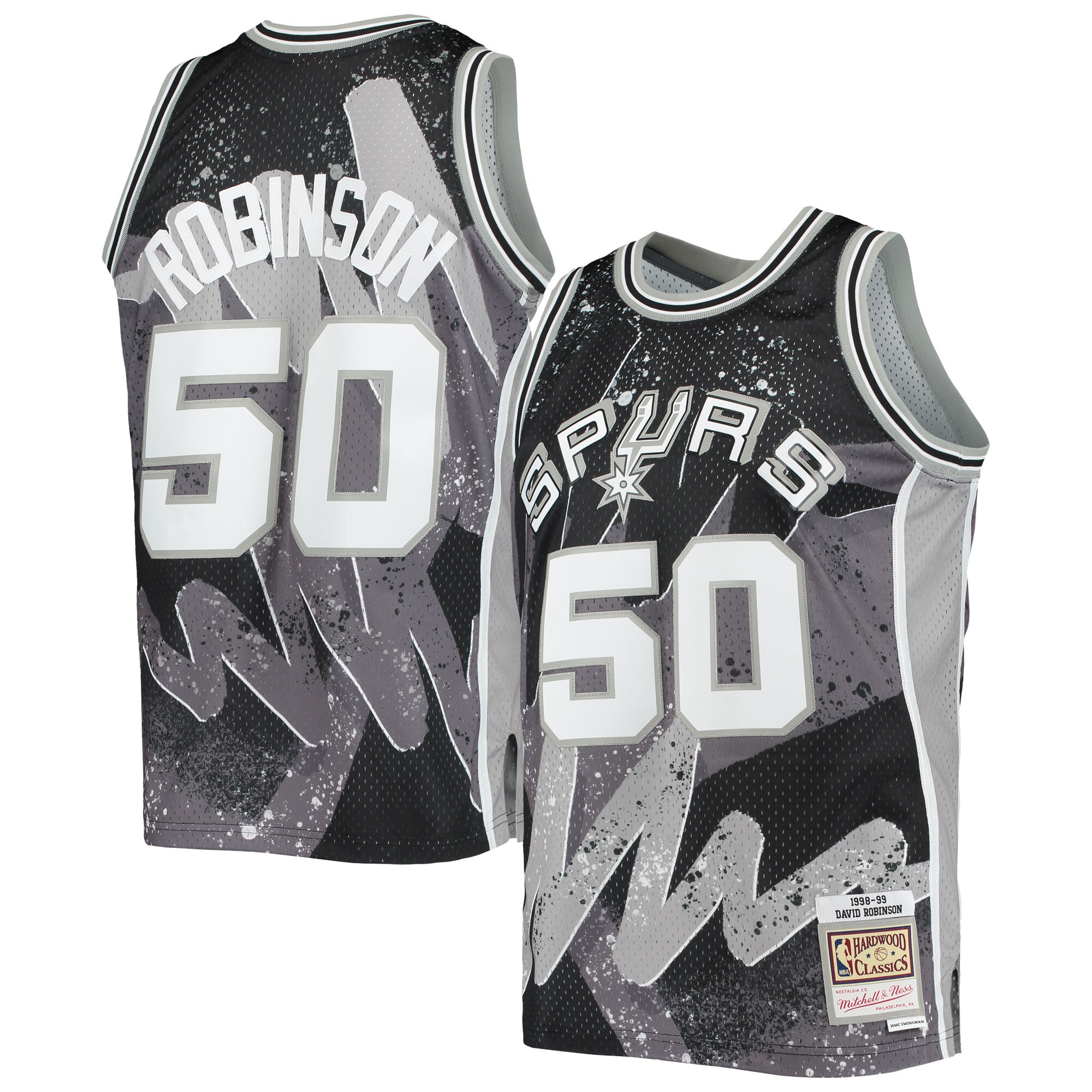 David Robinson San Antonio Spurs Mitchell & Ness Hardwood Classics 1998/99 Hyper Hoops Swingman Jersey - Black - vstockx