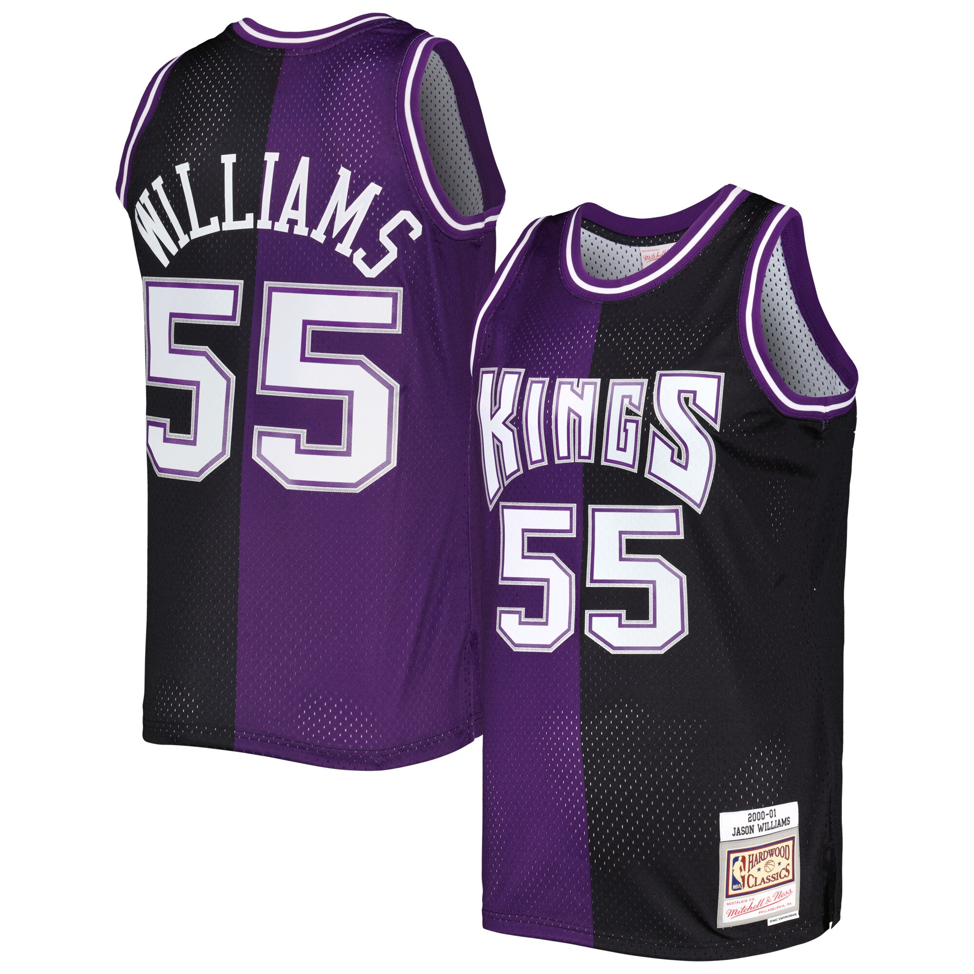 Jason Williams Sacramento Kings Mitchell & Ness Hardwood Classics 2000/01 Split Swingman Jersey - Purple/Black - vstockx