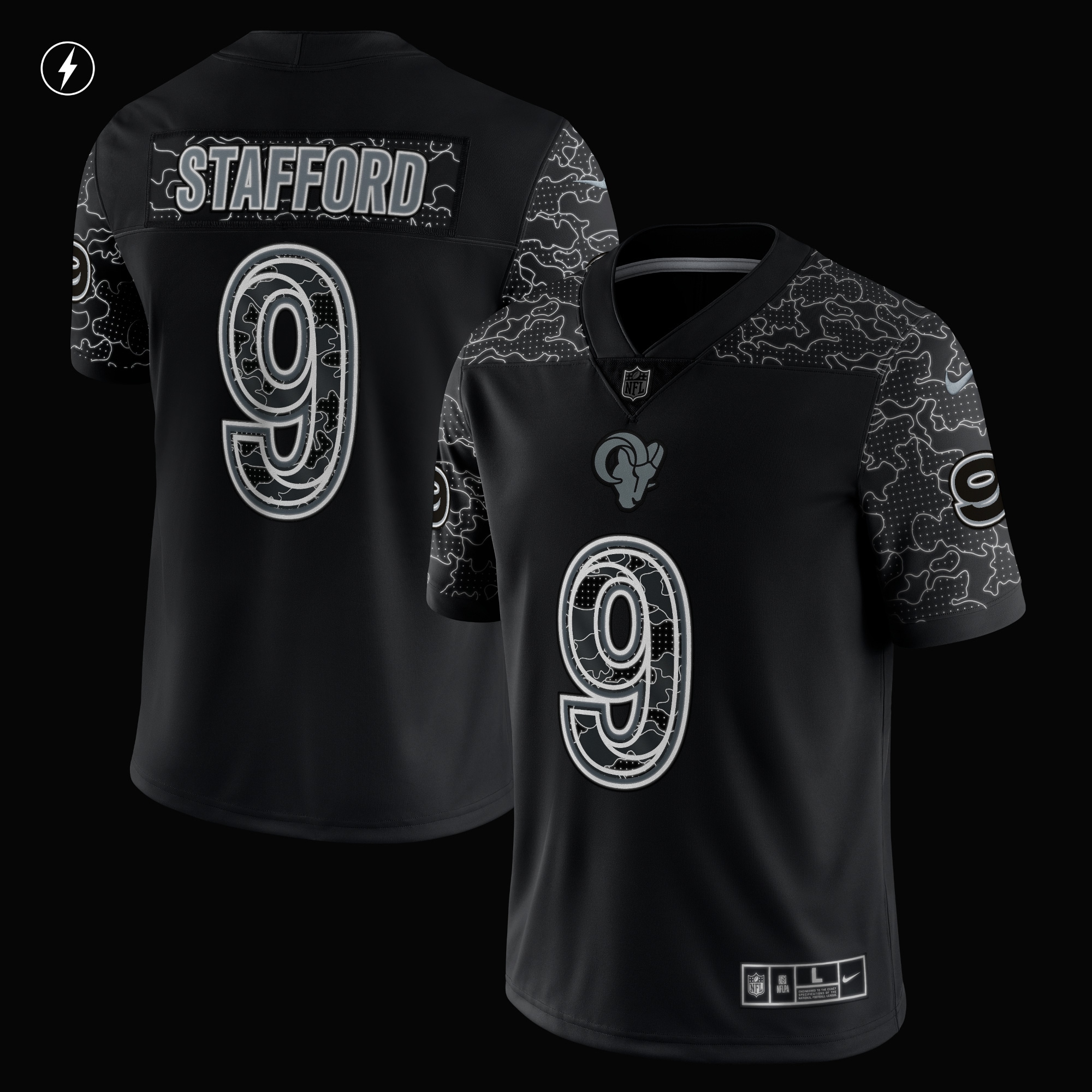 Matthew Stafford Los Angeles Rams Nike RFLCTV Limited Jersey - Black - vstockx