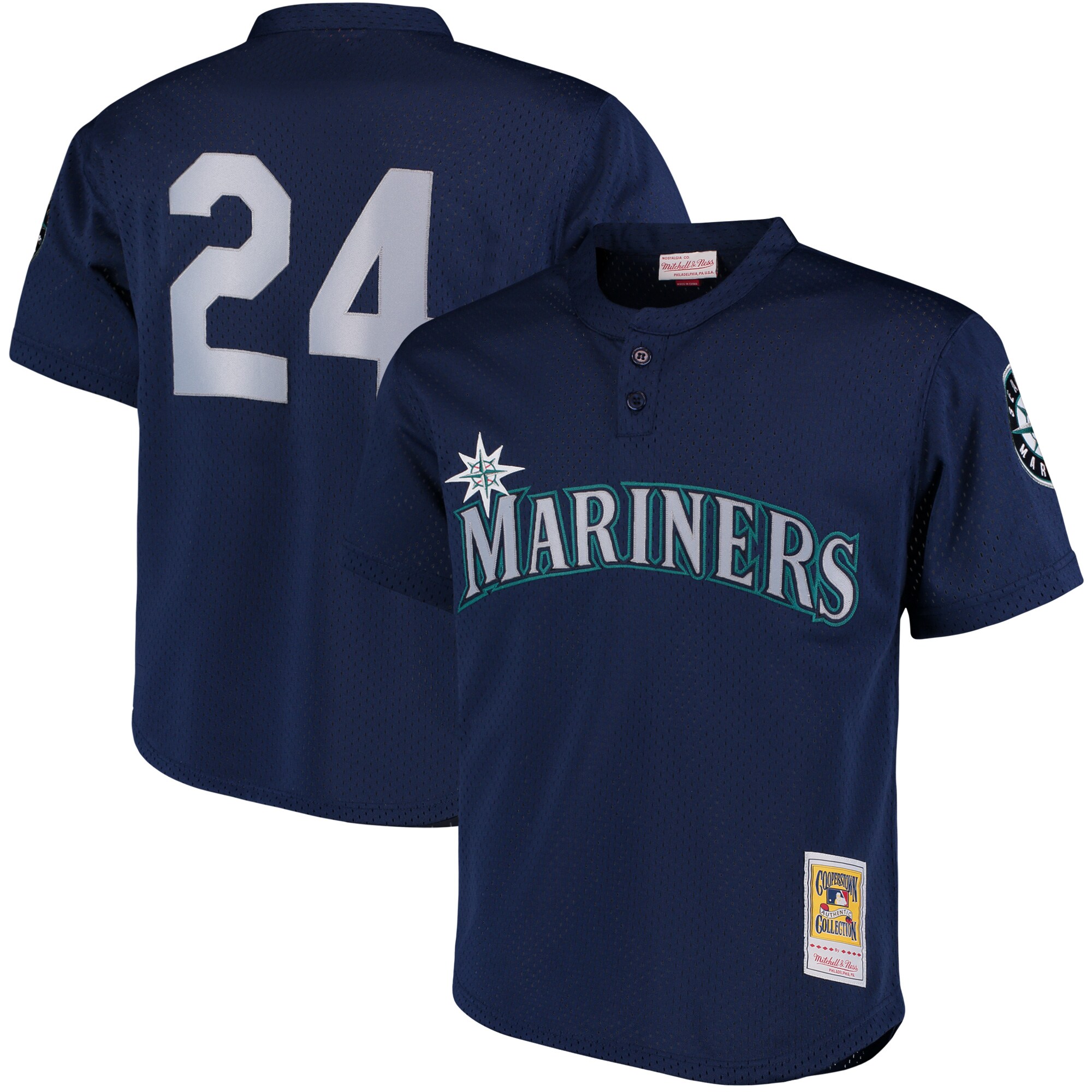 Ken Griffey Jr. Seattle Mariners Mitchell & Ness Cooperstown Collection Mesh Batting Practice Jersey - Navy - vstockx
