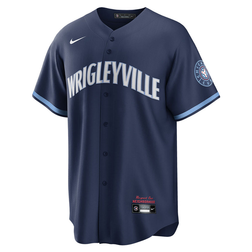 Men's Dansby Swanson Chicago Cubs Navy City Connect Wrigleyville Replica Jersey - vstockx