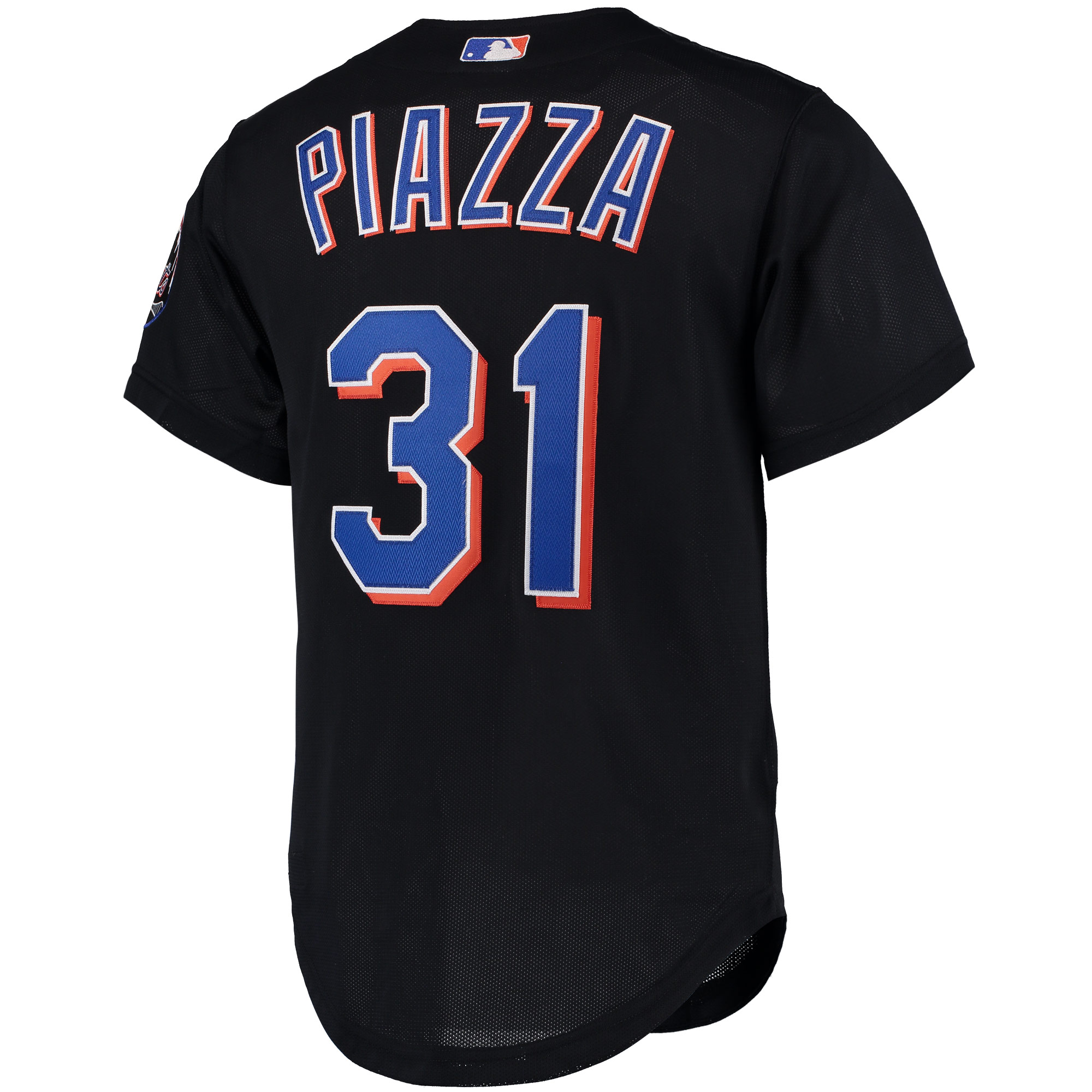 Mike Piazza New York Mets Mitchell & Ness Cooperstown Collection Mesh Batting Practice Button-Up Jersey - Black - vstockx
