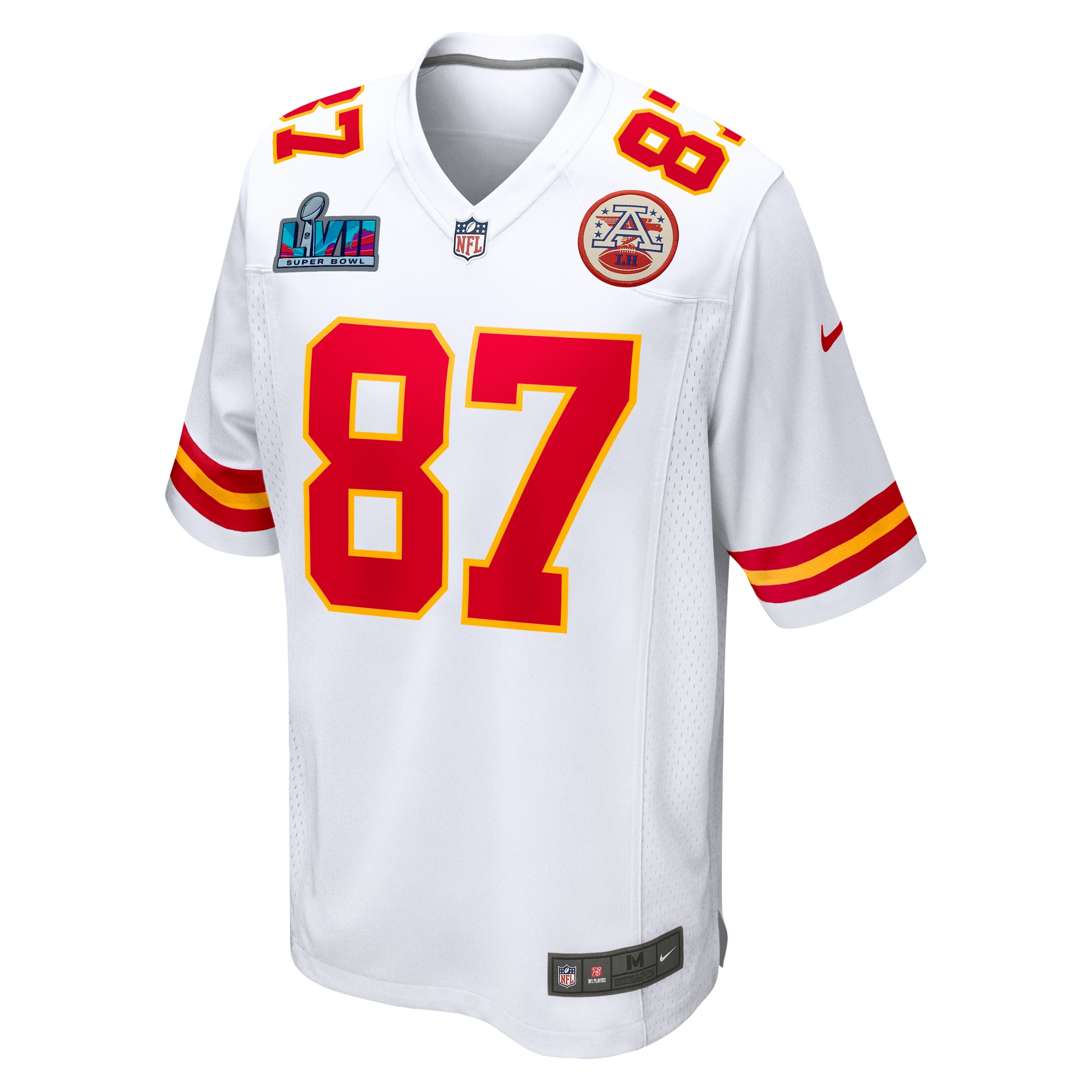 Travis Kelce Kansas City Chiefs Nike Super Bowl LVII Patch Away Game Jersey - White - vstockx