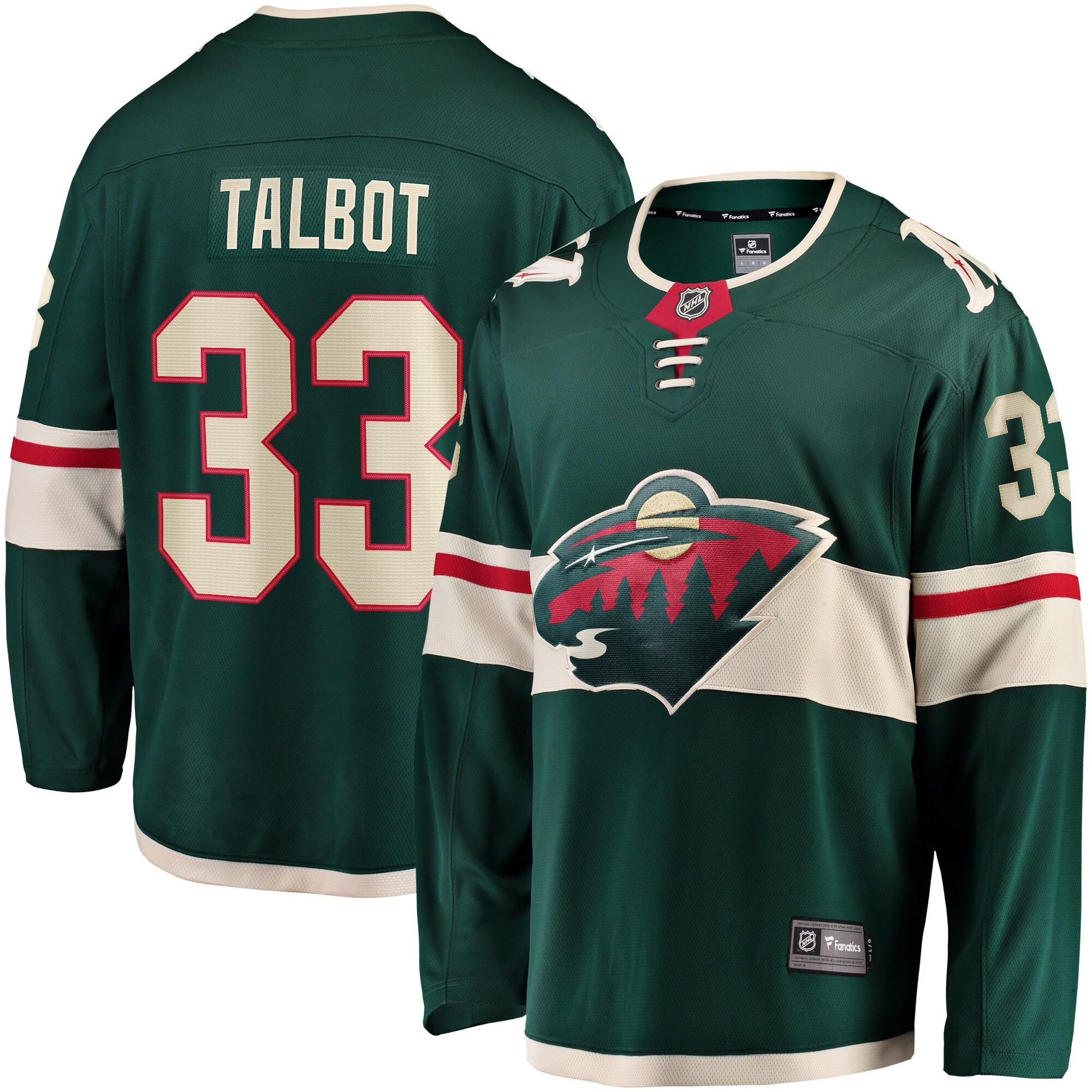 Cam Talbot Minnesota Wild Fanatics Branded Breakaway Player Jersey - Green - vstockx