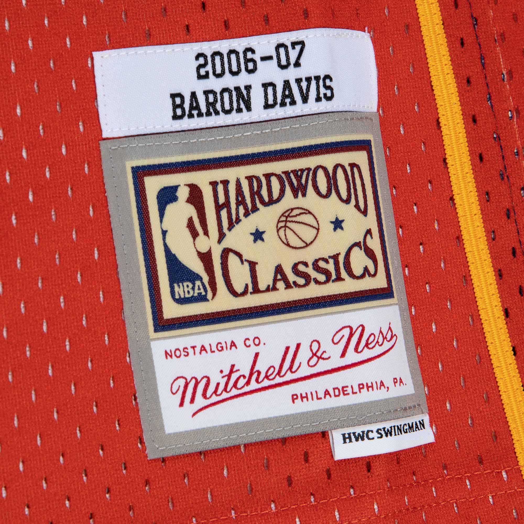 Baron Davis Golden State Warriors Mitchell & Ness 2006/07 Hardwood Classics Fadeaway Swingman Player Jersey - Navy/Orange - vstockx