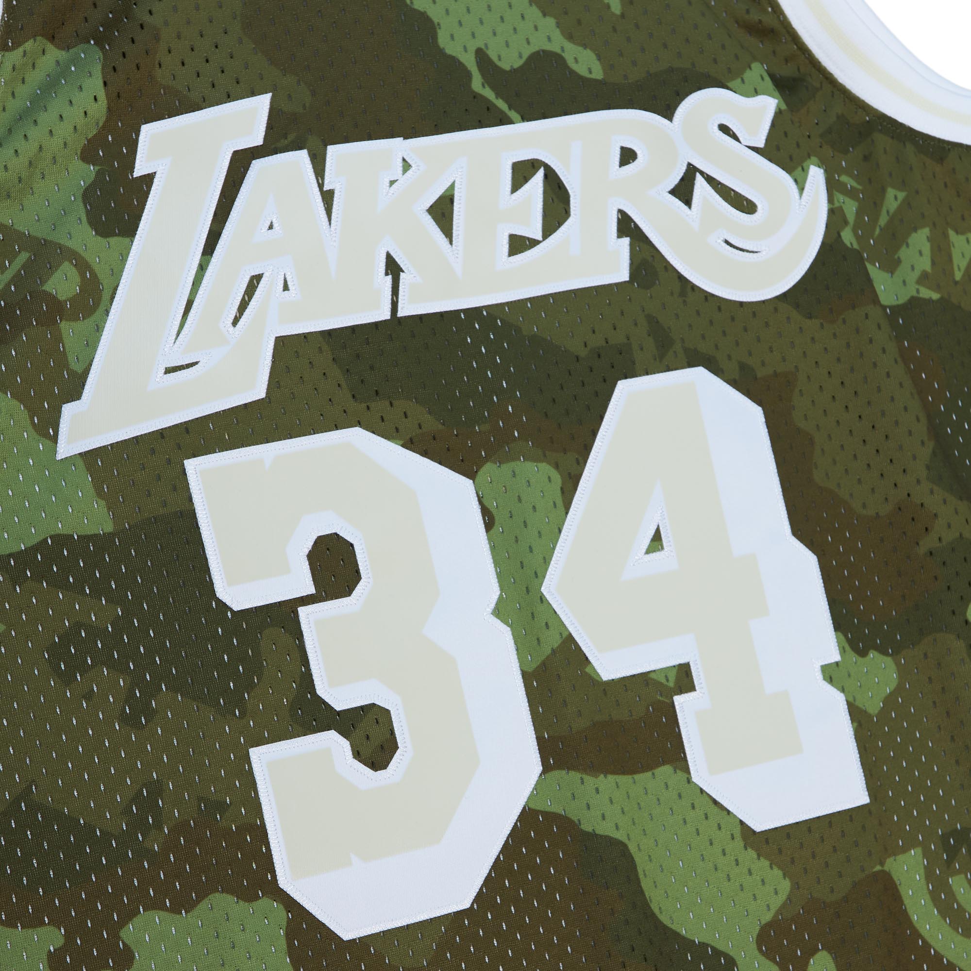 Shaquille O'Neal Los Angeles Lakers Mitchell & Ness Hardwood Classics 1996/97 Ghost Green Swingman Jersey - Camo - vstockx