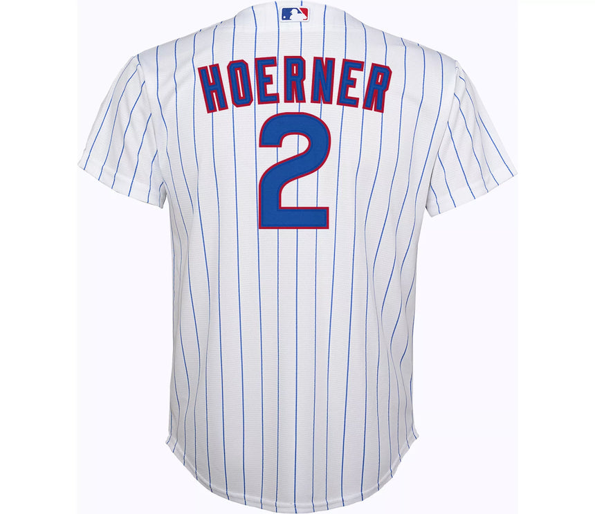 Youth Nico Hoerner Chicago Cubs White Home Replica Jersey - vstockx