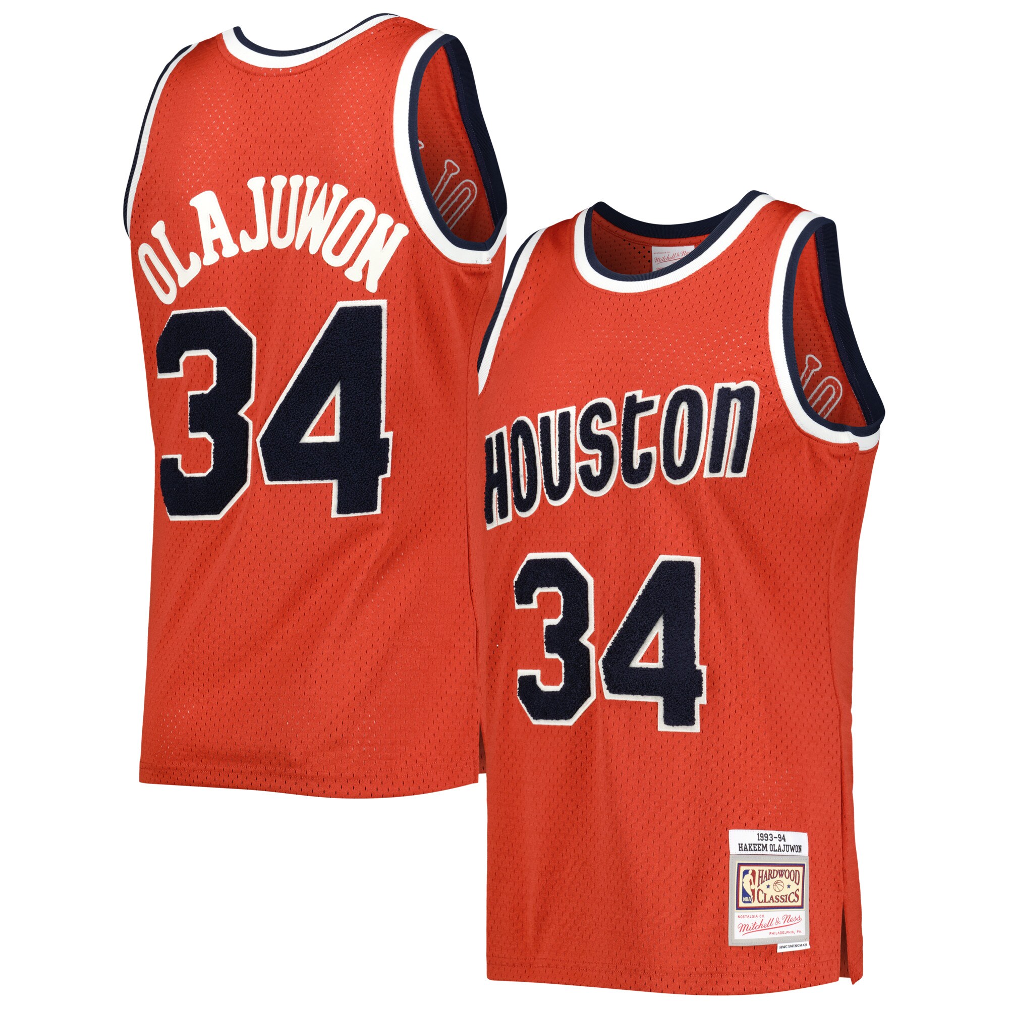 Hakeem Olajuwon Houston Rockets Mitchell & Ness Hardwood Classics Off-Court Swingman Jersey - Red - vstockx