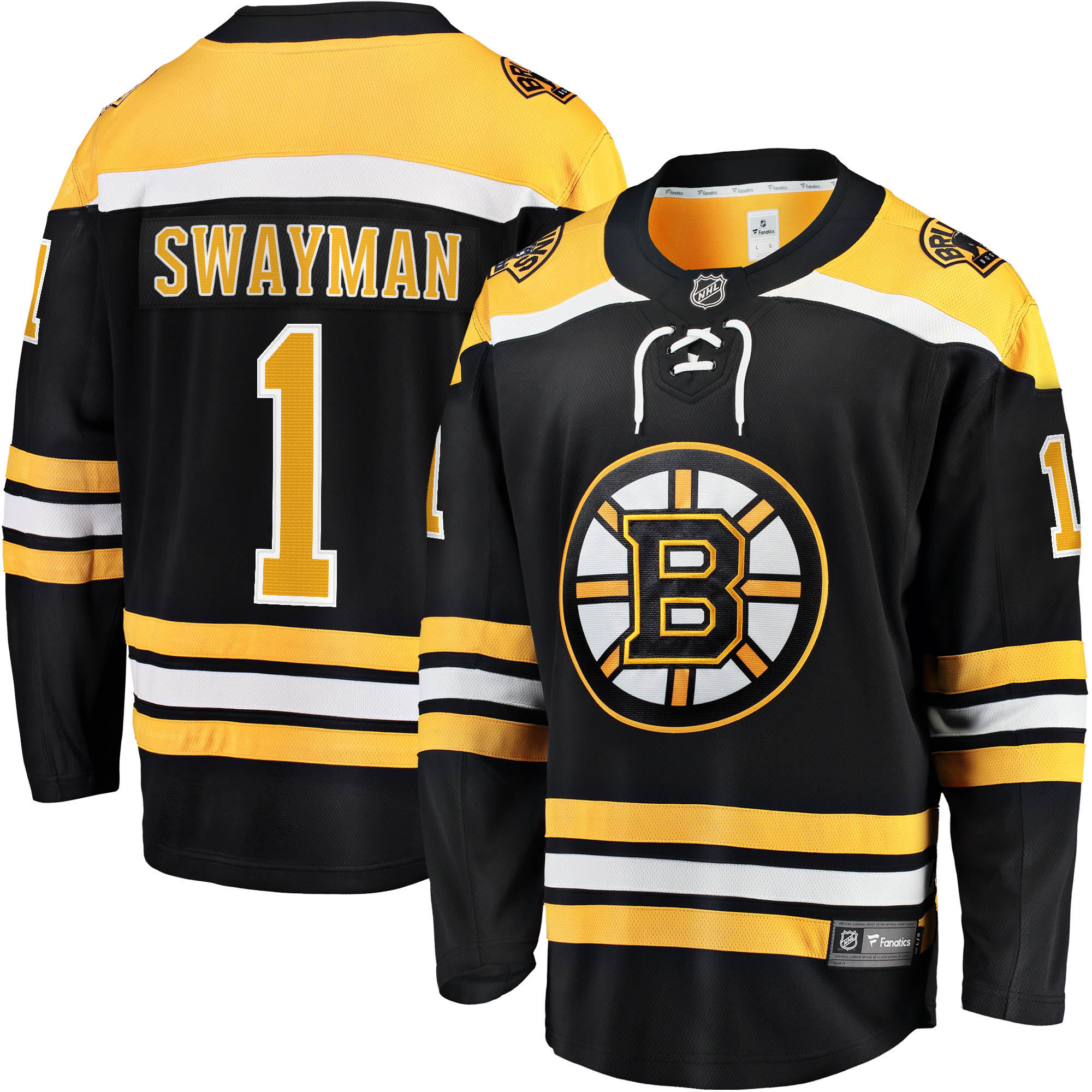 Jeremy Swayman Boston Bruins Fanatics Branded 2017/18 Home Breakaway Replica Jersey - Black - vstockx