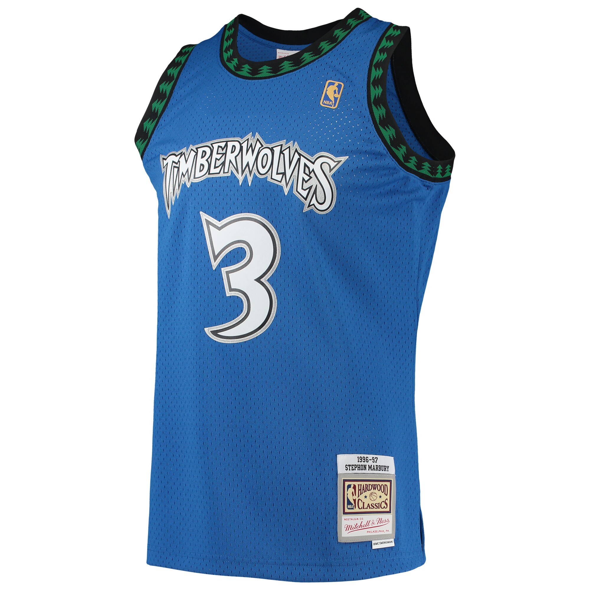 Stephon Marbury Minnesota Timberwolves Mitchell & Ness 1996/97 Hardwood Classics Swingman Jersey - Blue - vstockx