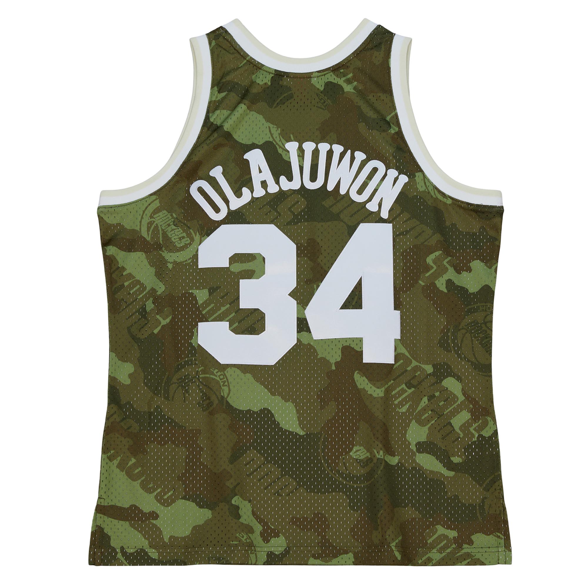 Hakeem Olajuwon Houston Rockets Mitchell & Ness Hardwood Classics 1993/94 Ghost Green Swingman Jersey - Camo - vstockx