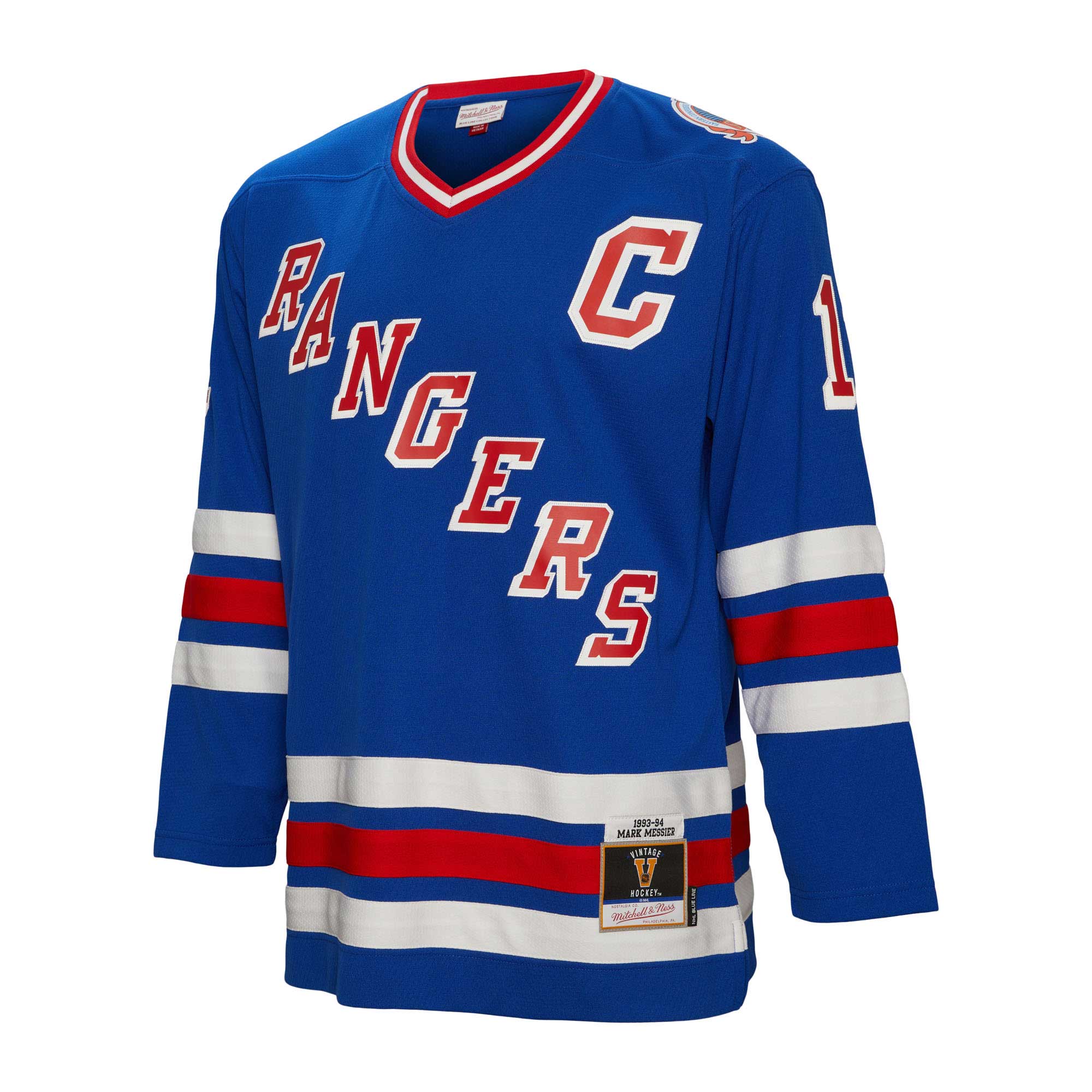 Mark Messier New York Rangers Mitchell & Ness 1993/94 Captain Patch Blue Line Player Jersey - Blue - vstockx