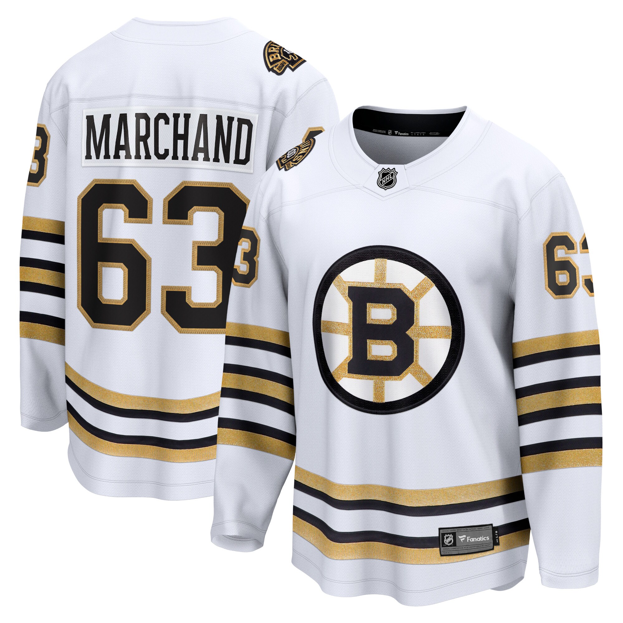 Brad Marchand Boston Bruins Fanatics Branded 100th Anniversary Premier Breakaway Player Jersey - White - vstockx