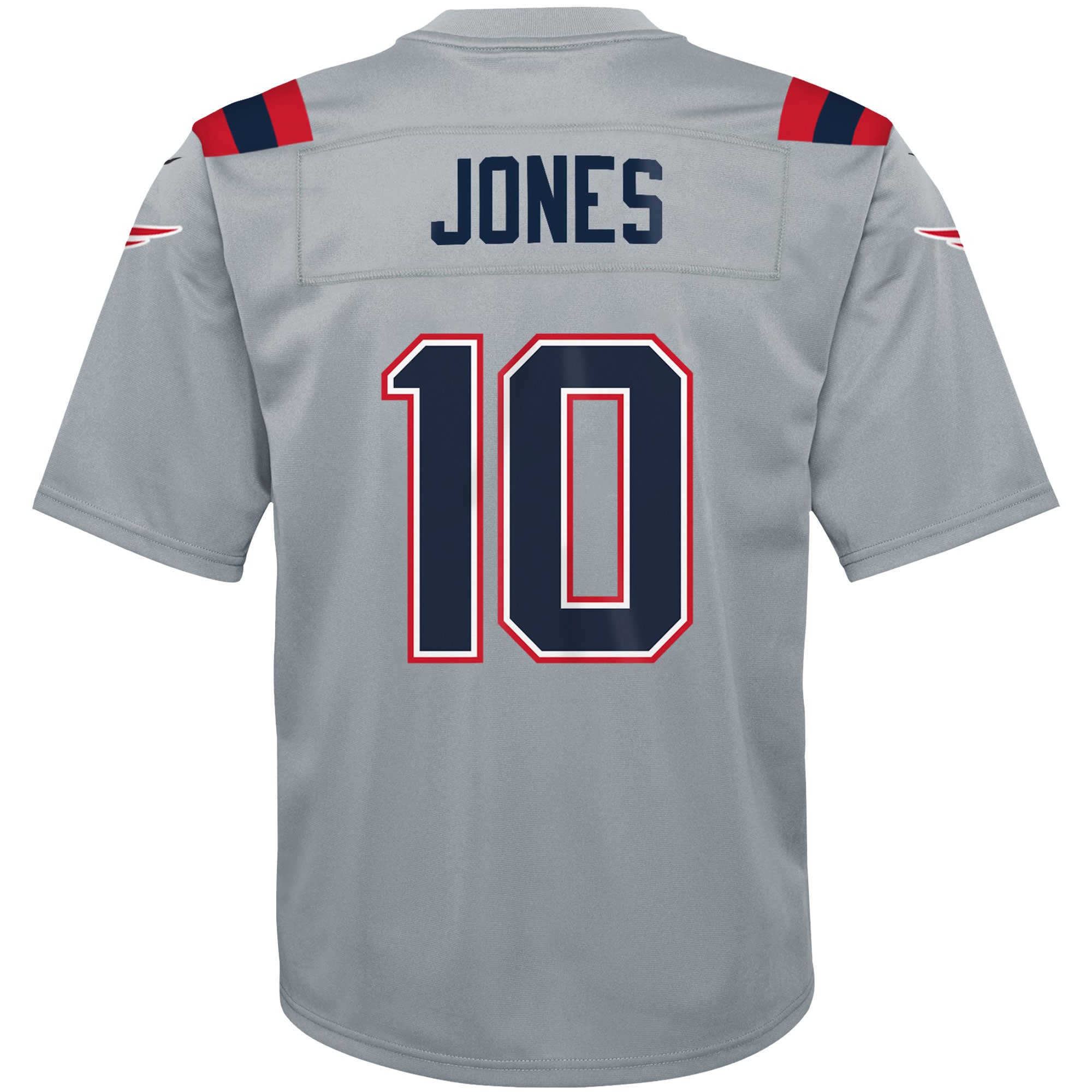 Mac Jones New England Patriots Nike Youth Inverted Game Jersey - Gray - vstockx