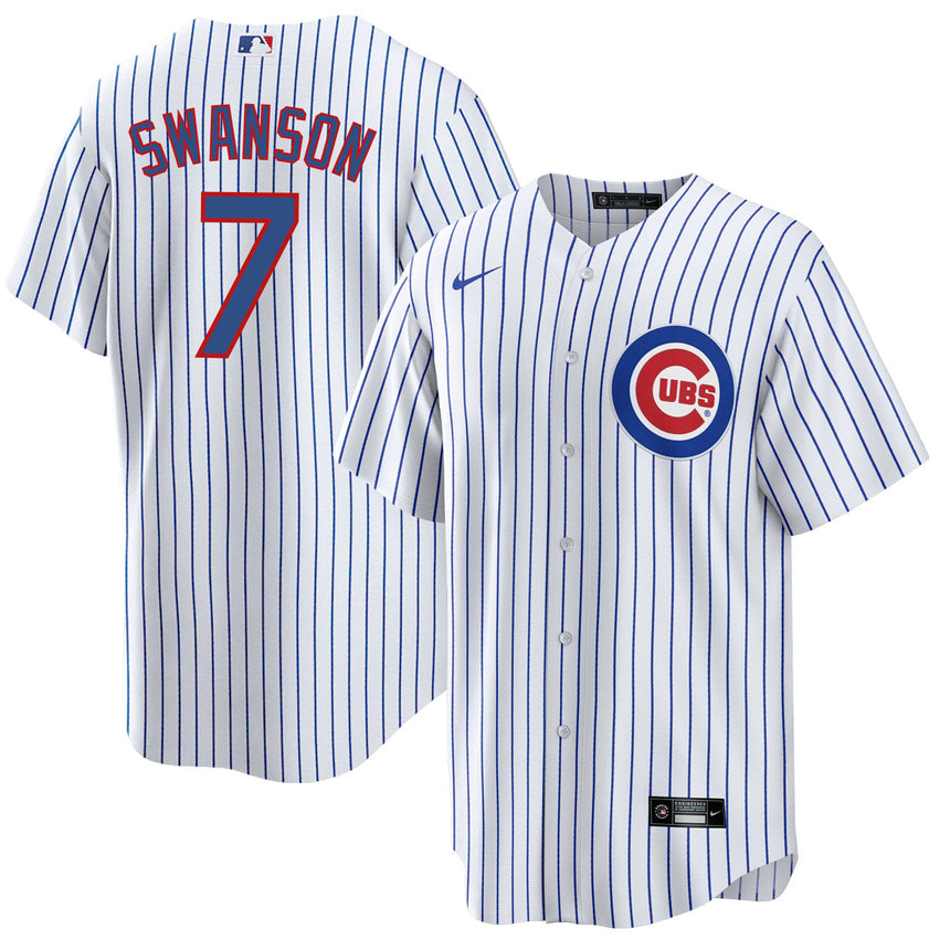 Men's Dansby Swanson Chicago Cubs White Home Premium Stitch Replica Jersey - vstockx