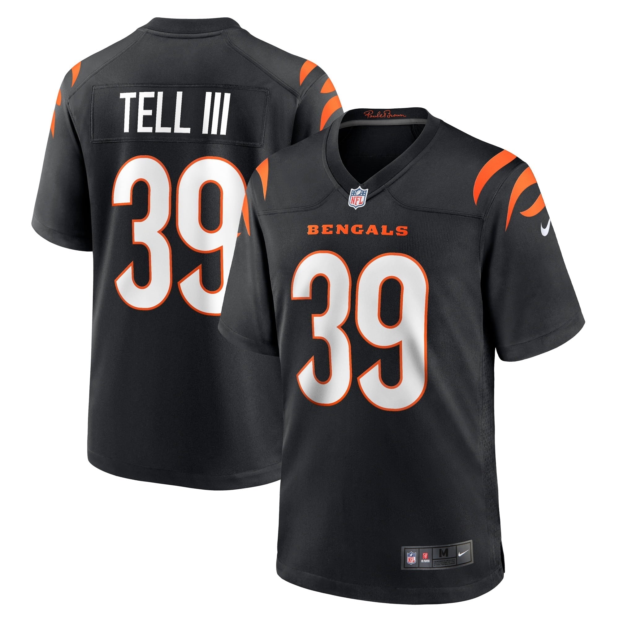 Men's Nike Marvell Tell III Black Cincinnati Bengals Game Player Jersey - vstockx